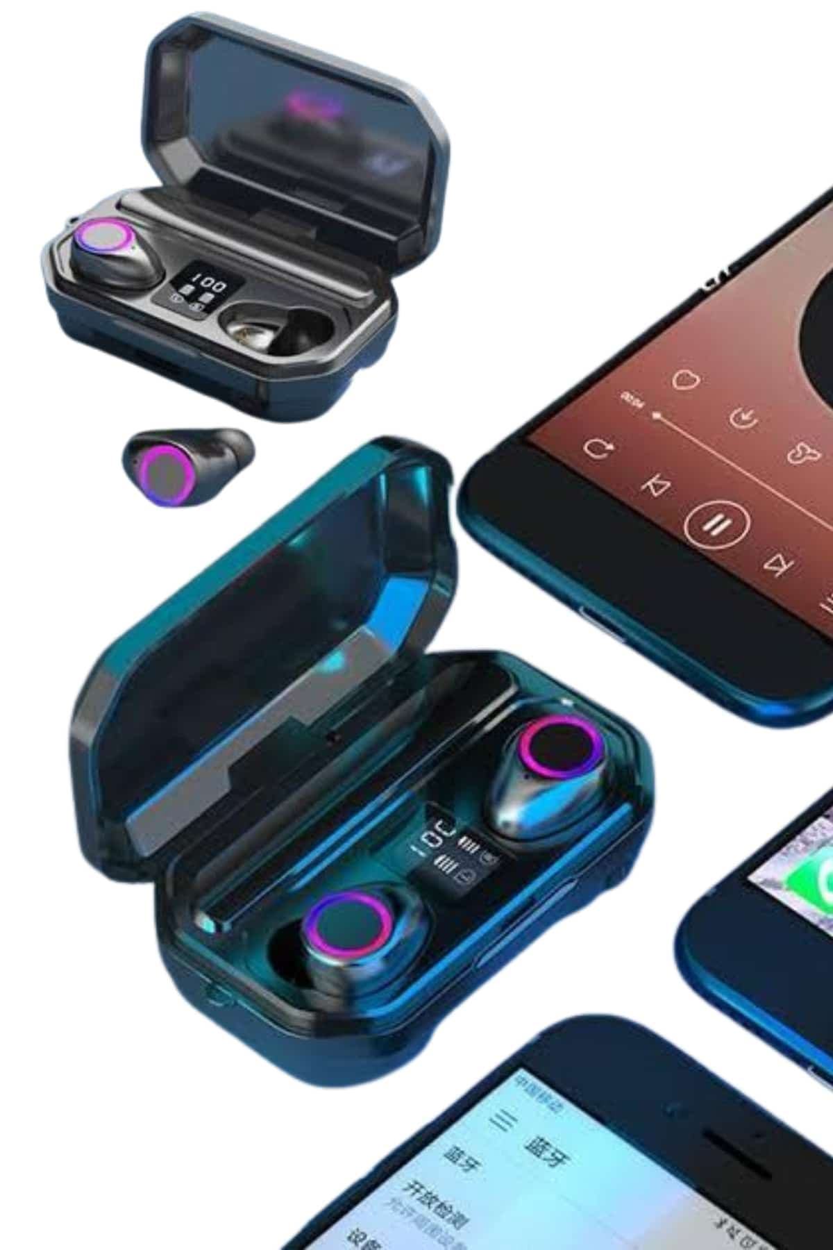 Yeni Nesil Bluetooth Kulaklık Uzun Pil Ömrü El Fenerli Dijital Şarj Göstergeli 4