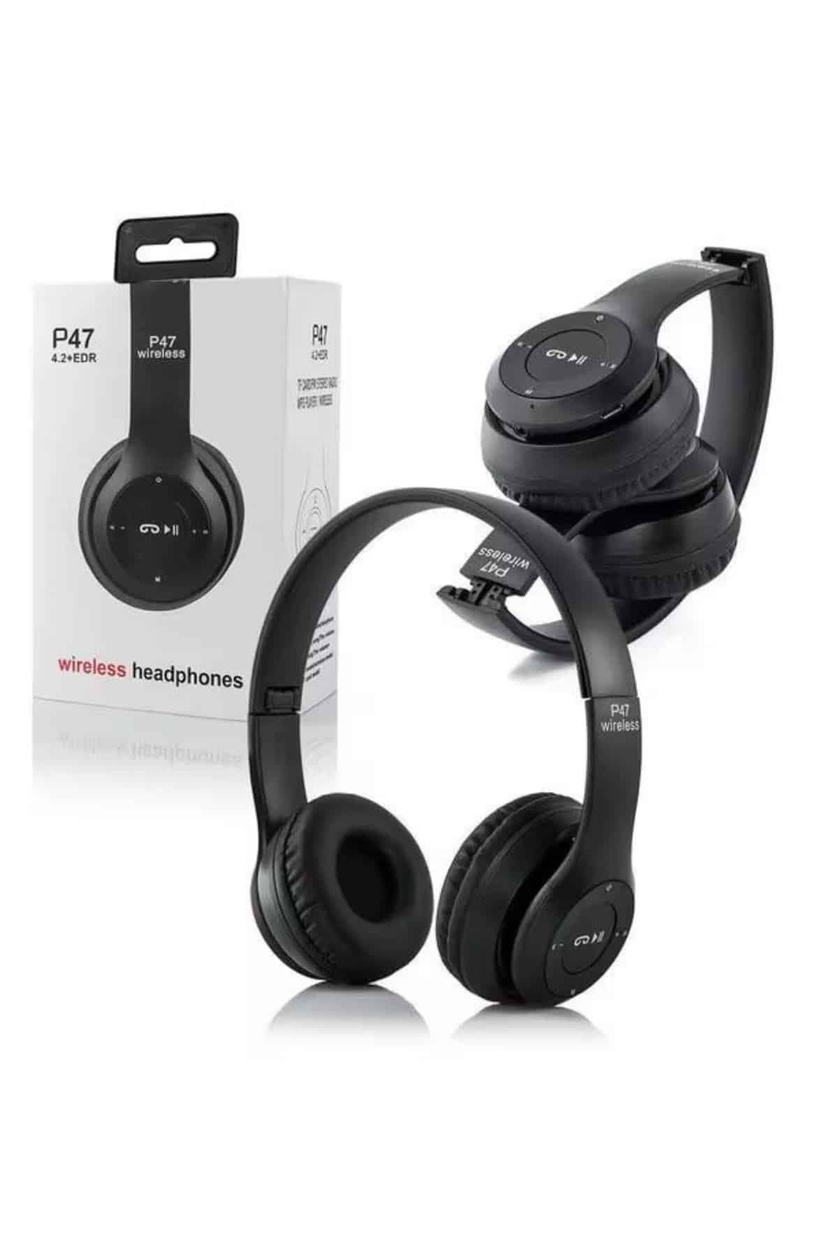 Bluetooth Kablosuz Kulaklık Siyah Wireless 5.0 Kulak Üstü Uzun Pil Ömrü 4