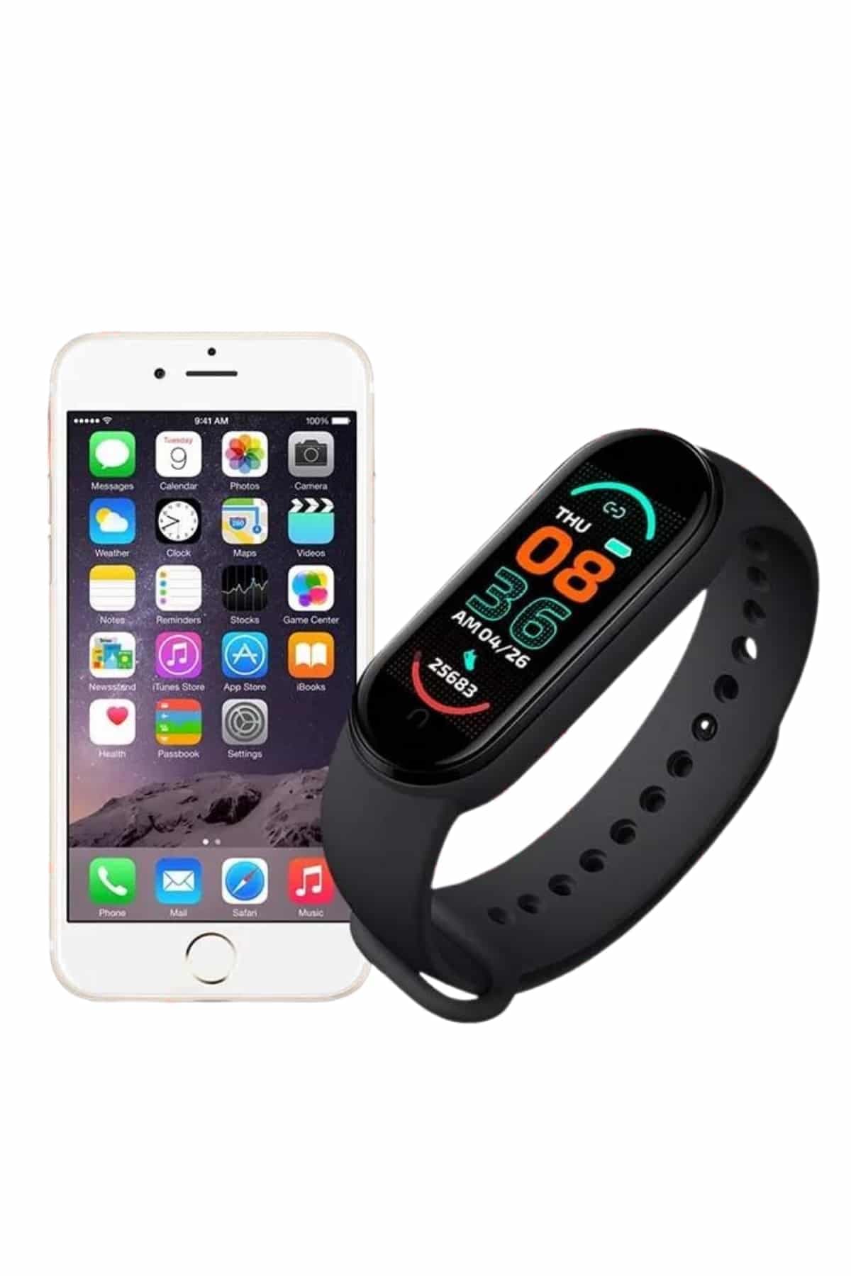 M6 Akıllı Bileklik Siyah Adımsayar Spor Takibi Android ve İOS Uyumlu 5