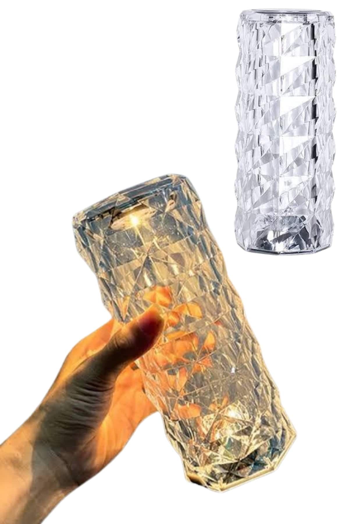 Kristal Lamba Masa Lambası Şarjlı Masa Lambası Dokunmatik Sensör Usb Şarjlı 3