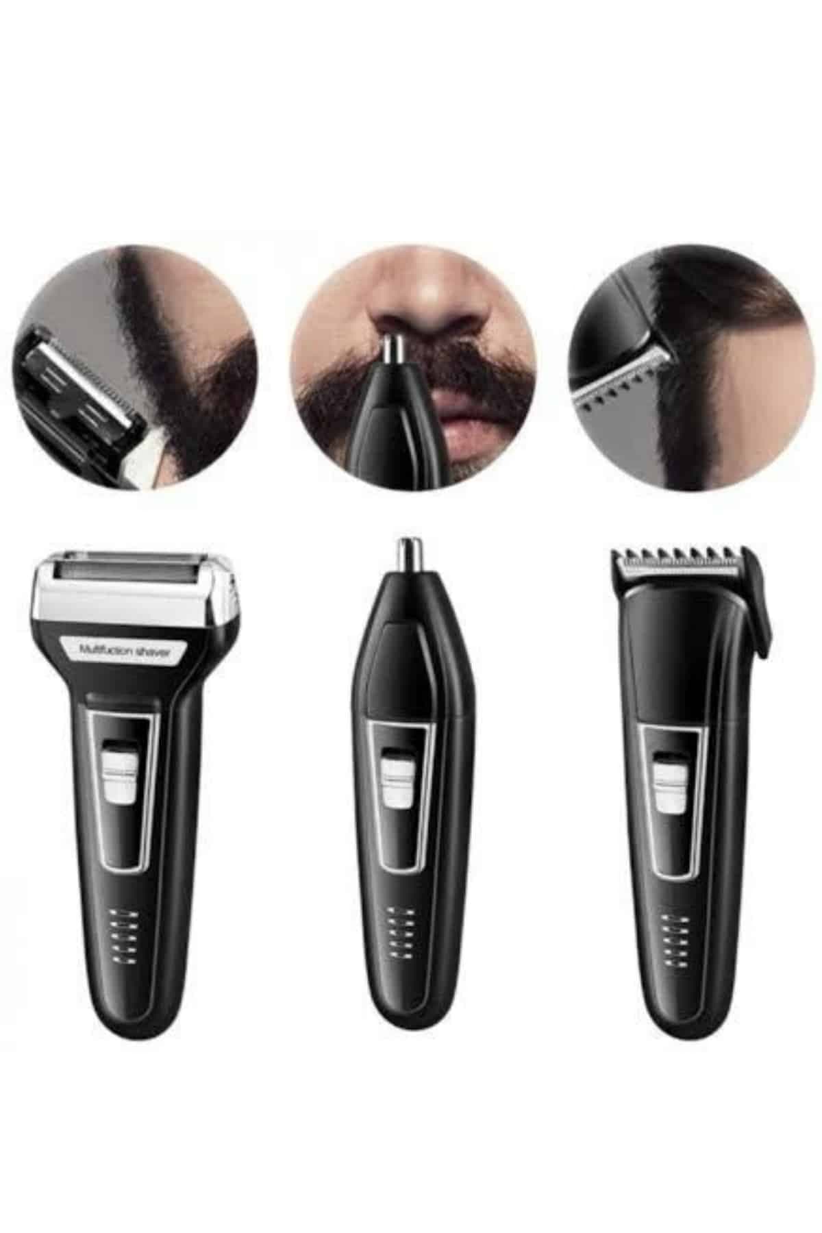Tıraş Makinesi 3 Başlıklı T Başlıklı Hassas Ciltlere Özel Saç Sakal Vücut Kulak ve Burun 3