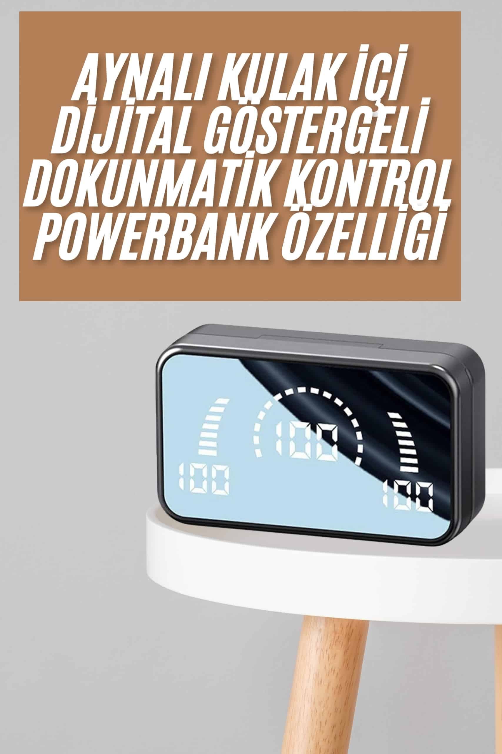 Powerbankli Bluetooth Kulaklık Yüksek Ses Aynalı Çift Dijital Gösterge Ekranı 3