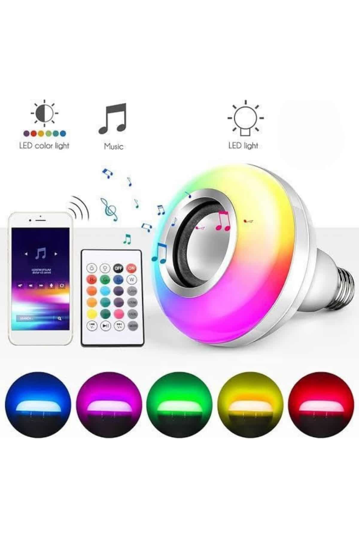 Bluetooth Hoparlör Akıllı Rgb Led Işık Renk Değiştirme Ses Bombası Ampül Görünümlü 3