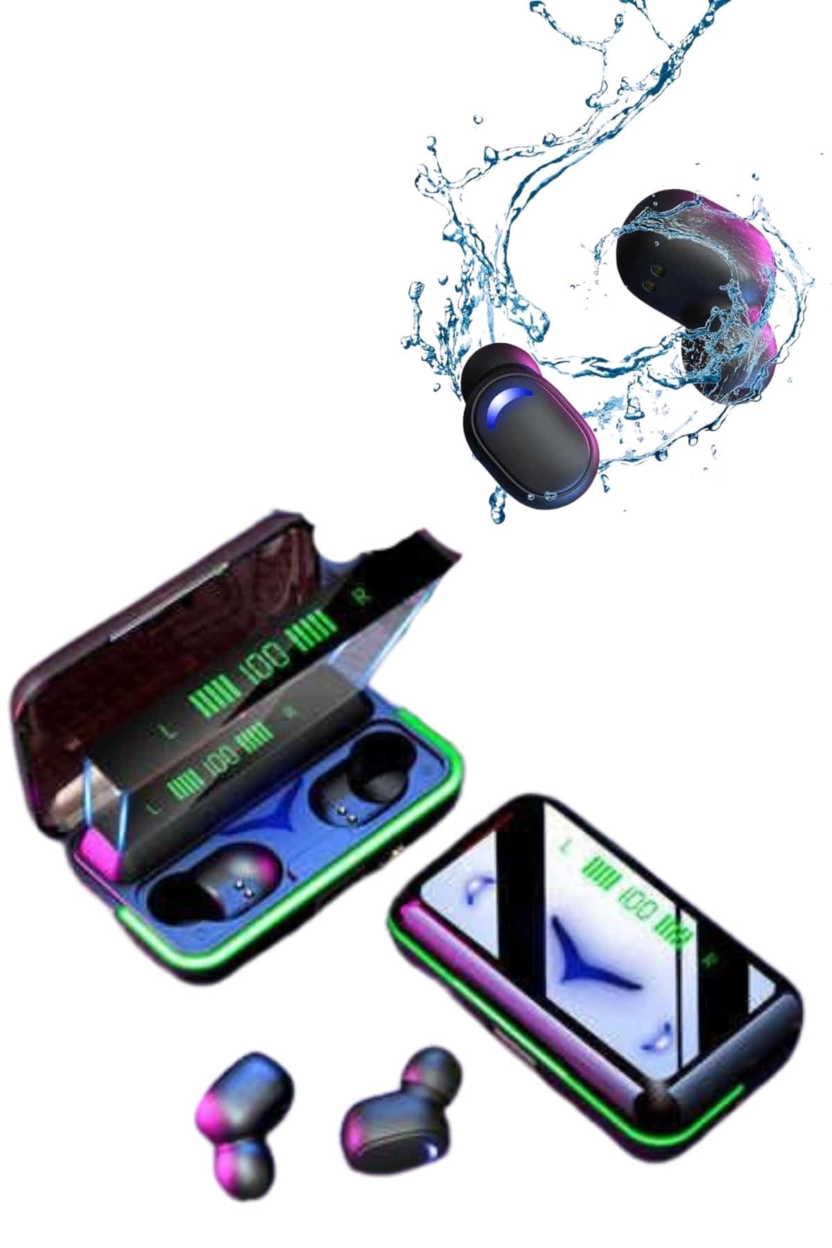 Extra Bass Kablosuz Kulaklık Işıklı Bluetooth Kulaklık Powerbank Özellikli 3