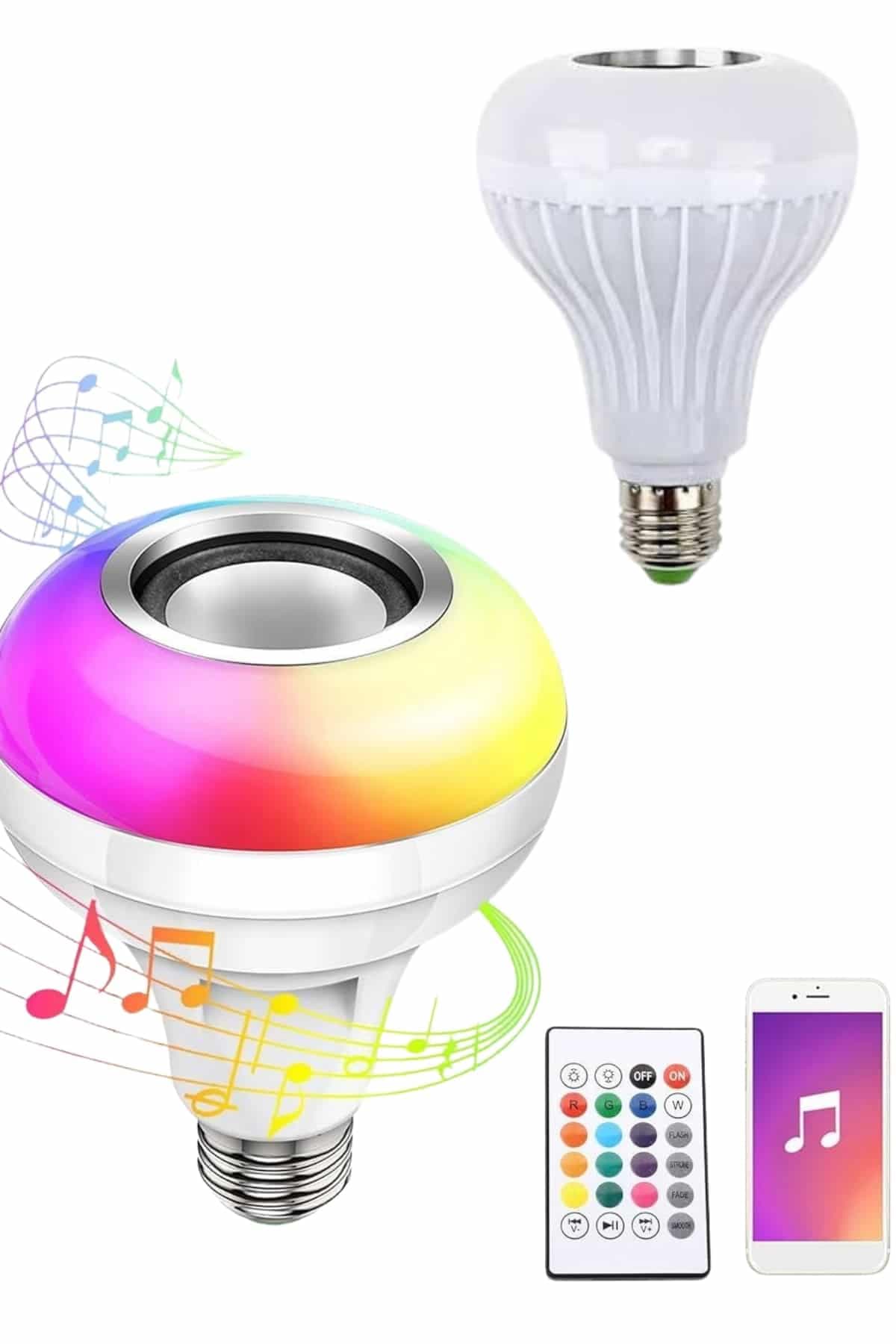 Bluetooth Hoparlör Akıllı Rgb Led Işık Renk Değiştirme Ses Bombası Ampül Görünümlü 4