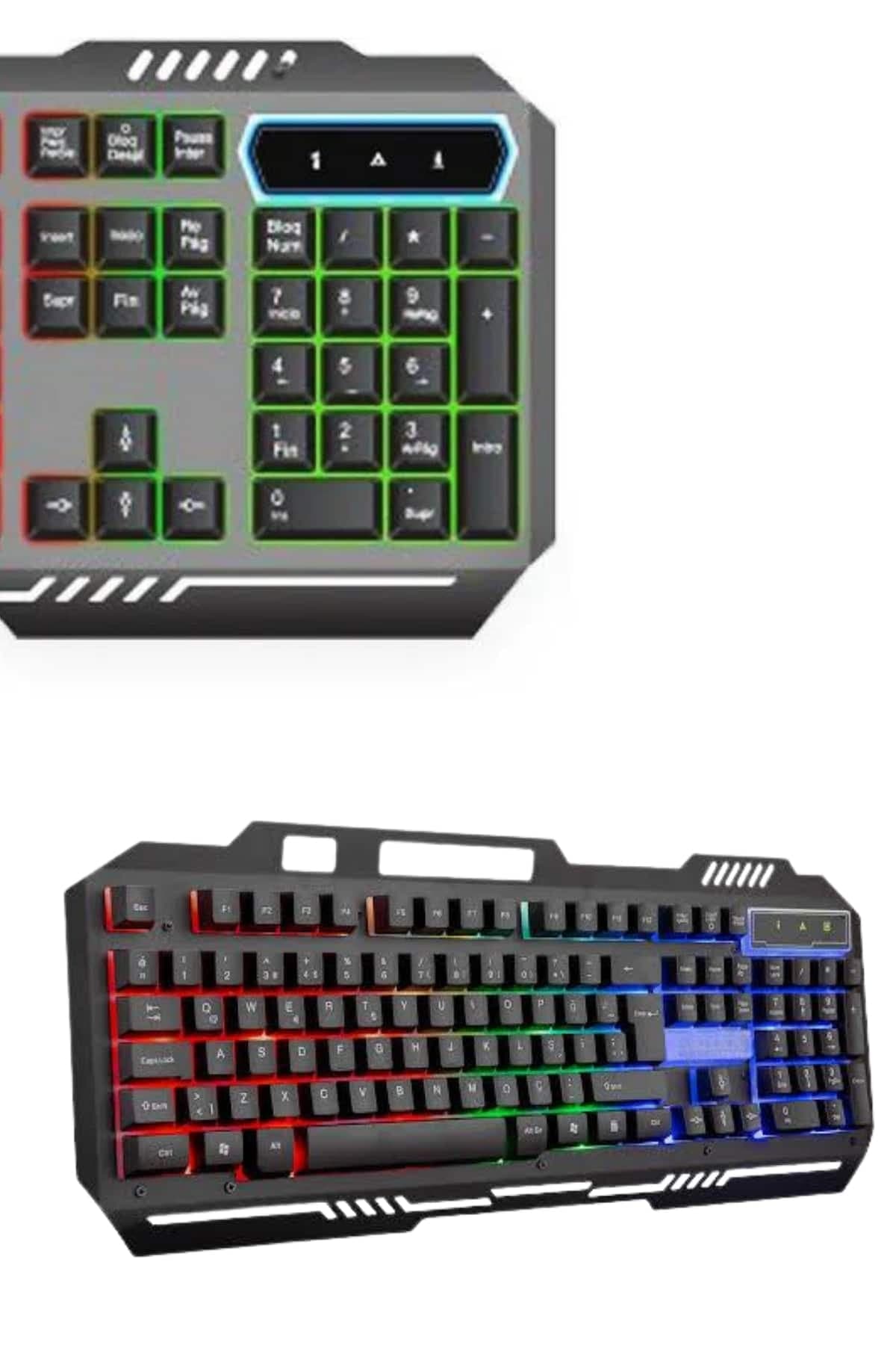 RGB Işıklı Gaming Oyuncu Klavye Q Klavye Mouse Hediyeli 6