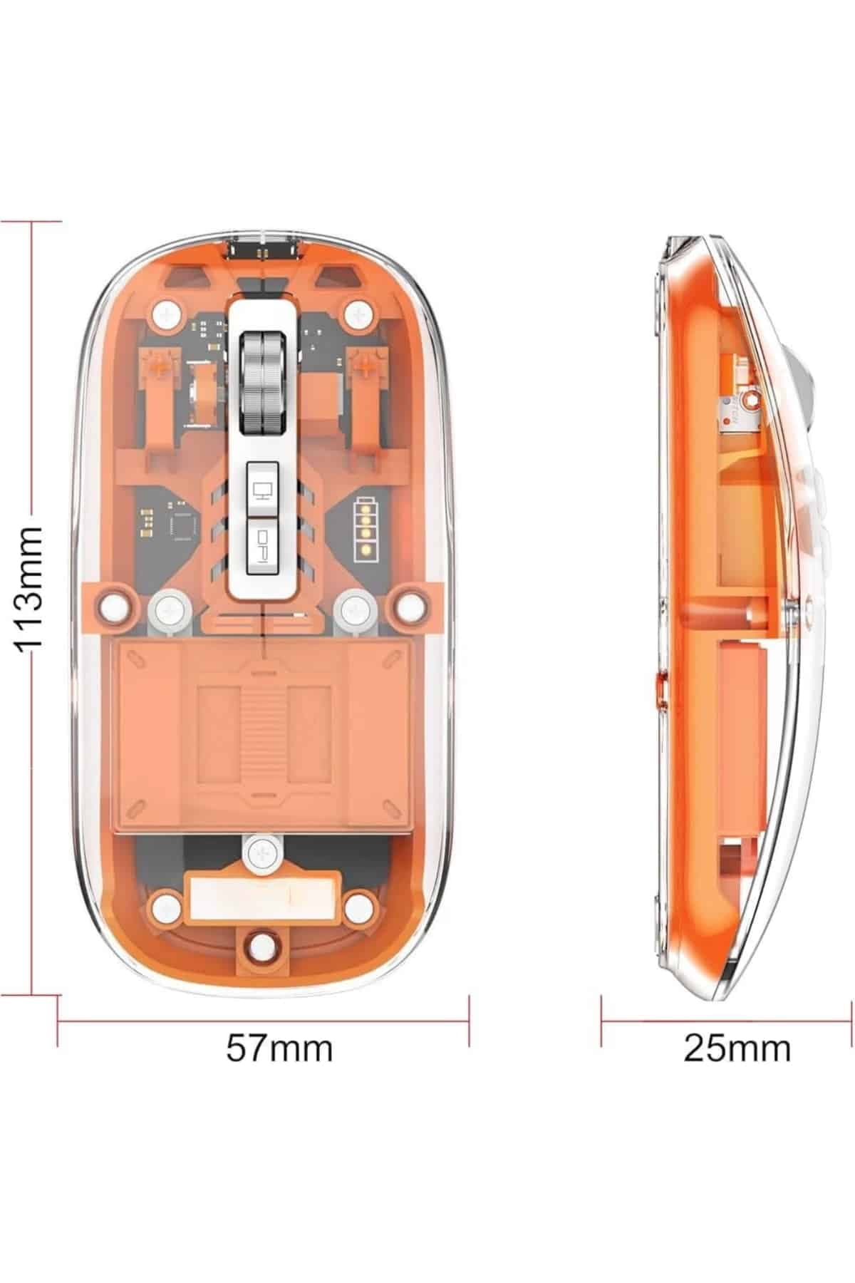 Mouse Fare Kablosuz Mouse Fare Şarjlı Bluetooth Sessiz 5 Tuşlu Şeffaf 6