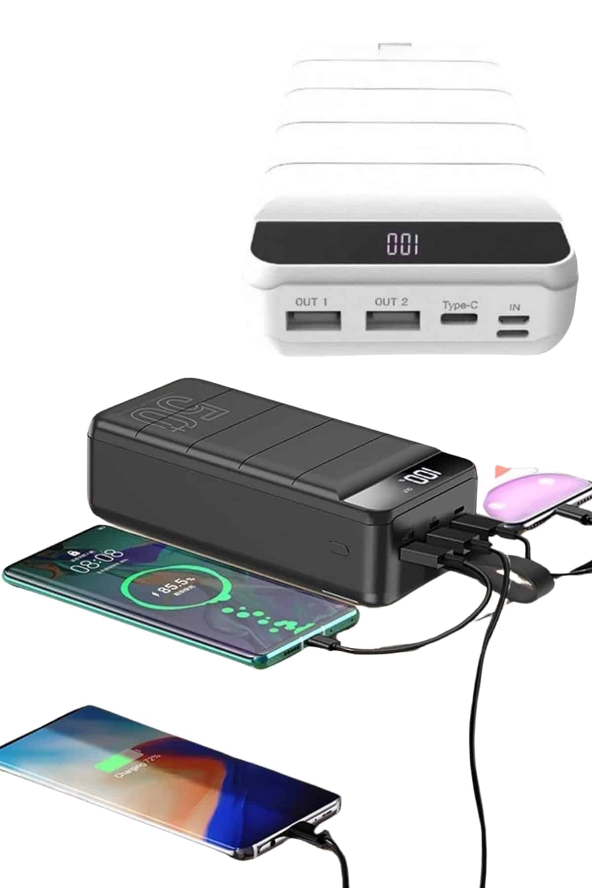 Hızlı Taşınabilir 50.000 Mah Powerbank Led Ekran Android ve İOS Uyumlu 6