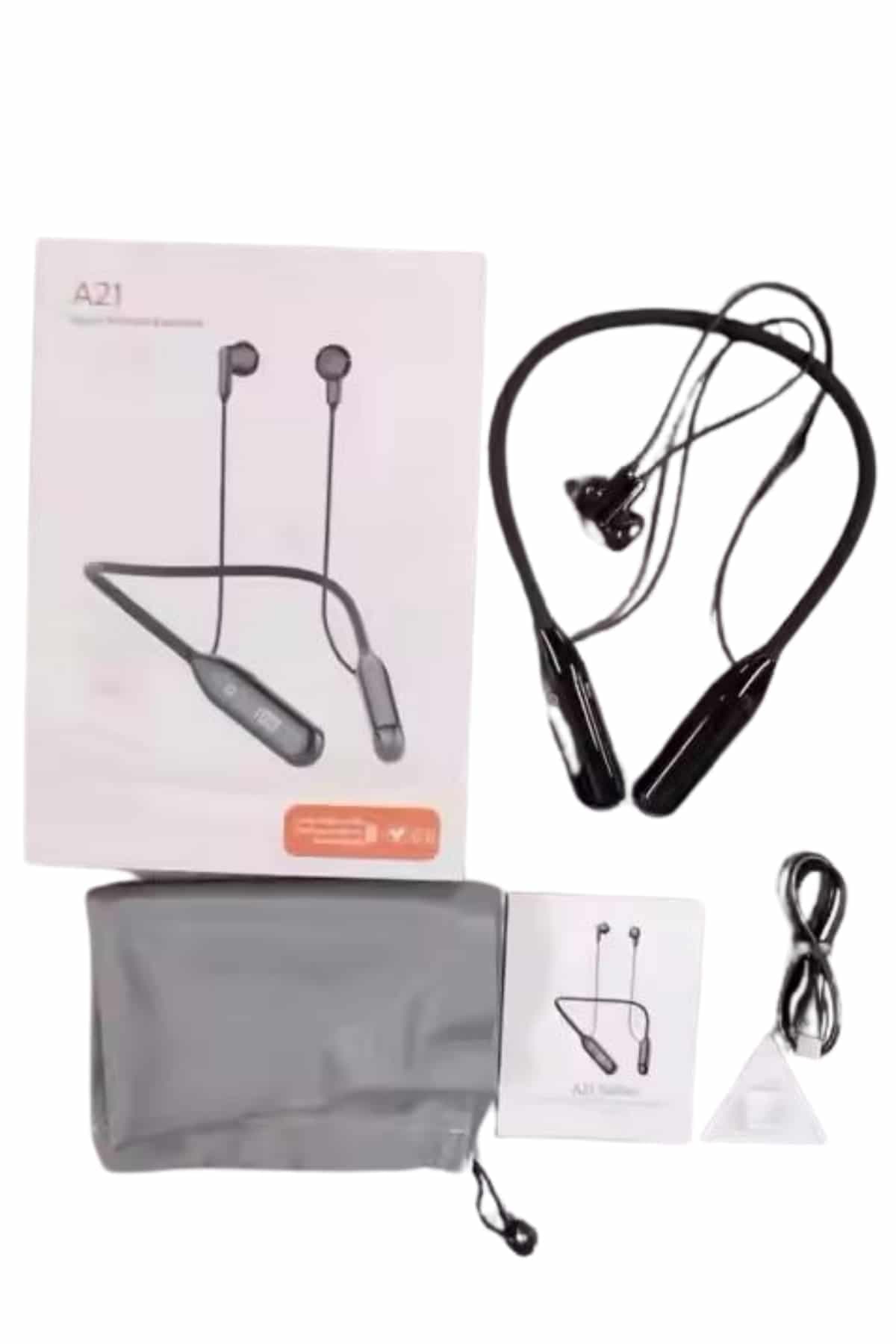 100 Saat Kablolu Boyun Askılı Dijital Göstergeli Bluetooth Kulaklığı 6