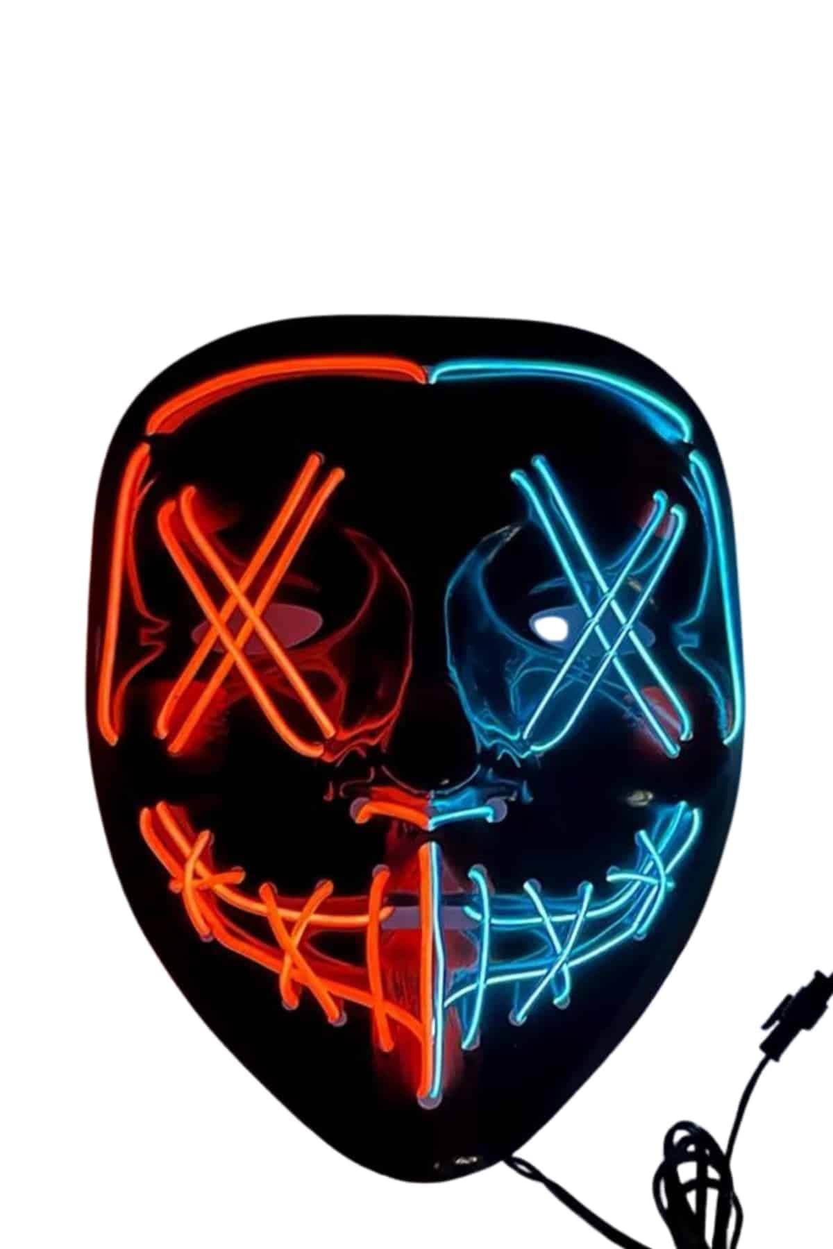 Hallowen Parti Maskesi Neon Led Işıklı Maske 3 Modlu Cadılar Bayramı Maskesi 6