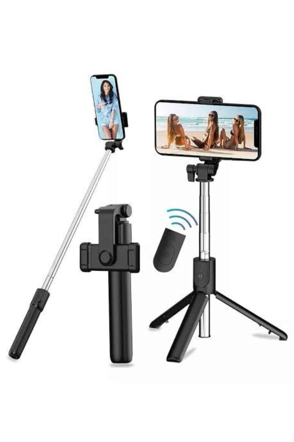 Tripod Selfie Çubuğu Bluetooth Kumandalı Kablosuz Led Işıklı 6