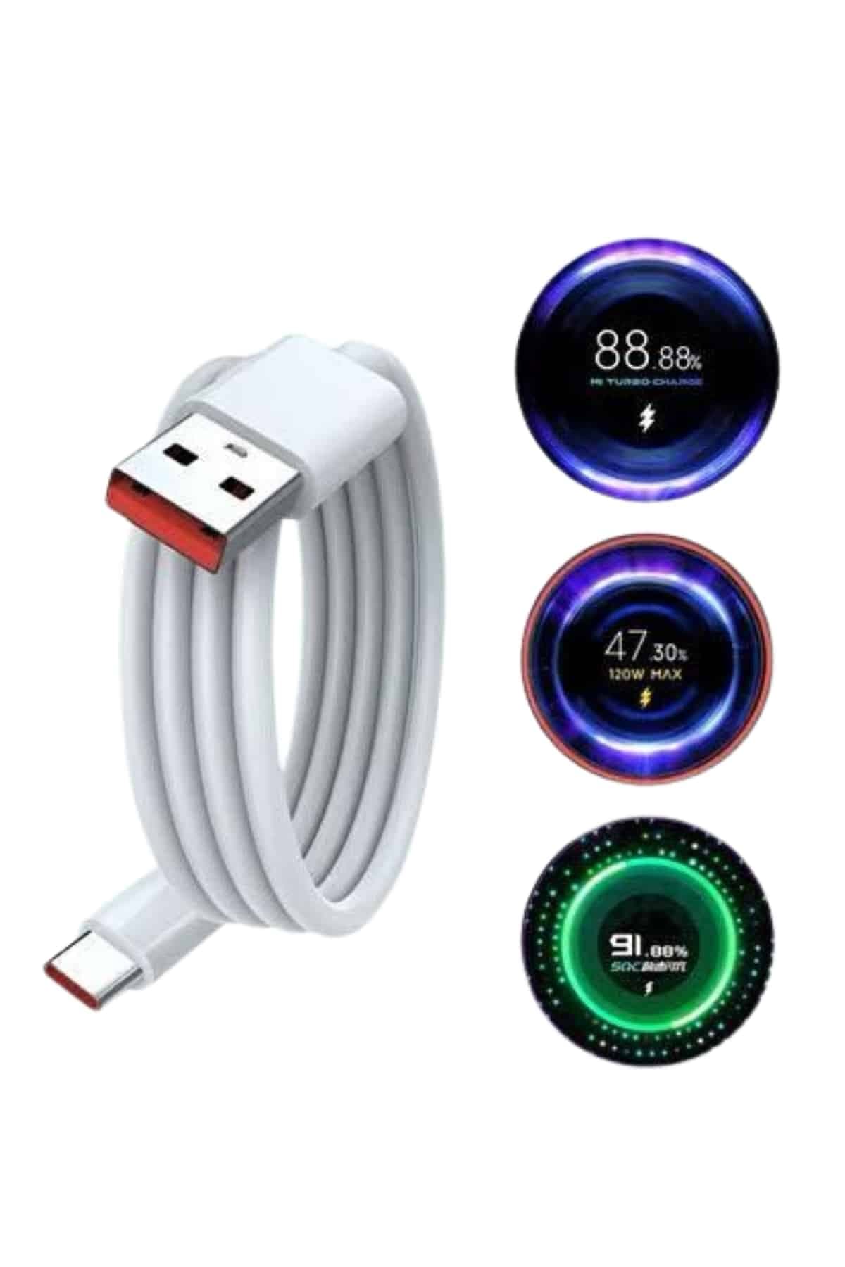 Type C Yüksek Hızlı Şarj Aleti Beyaz 120W Ultra Uzun Ömürlü 6