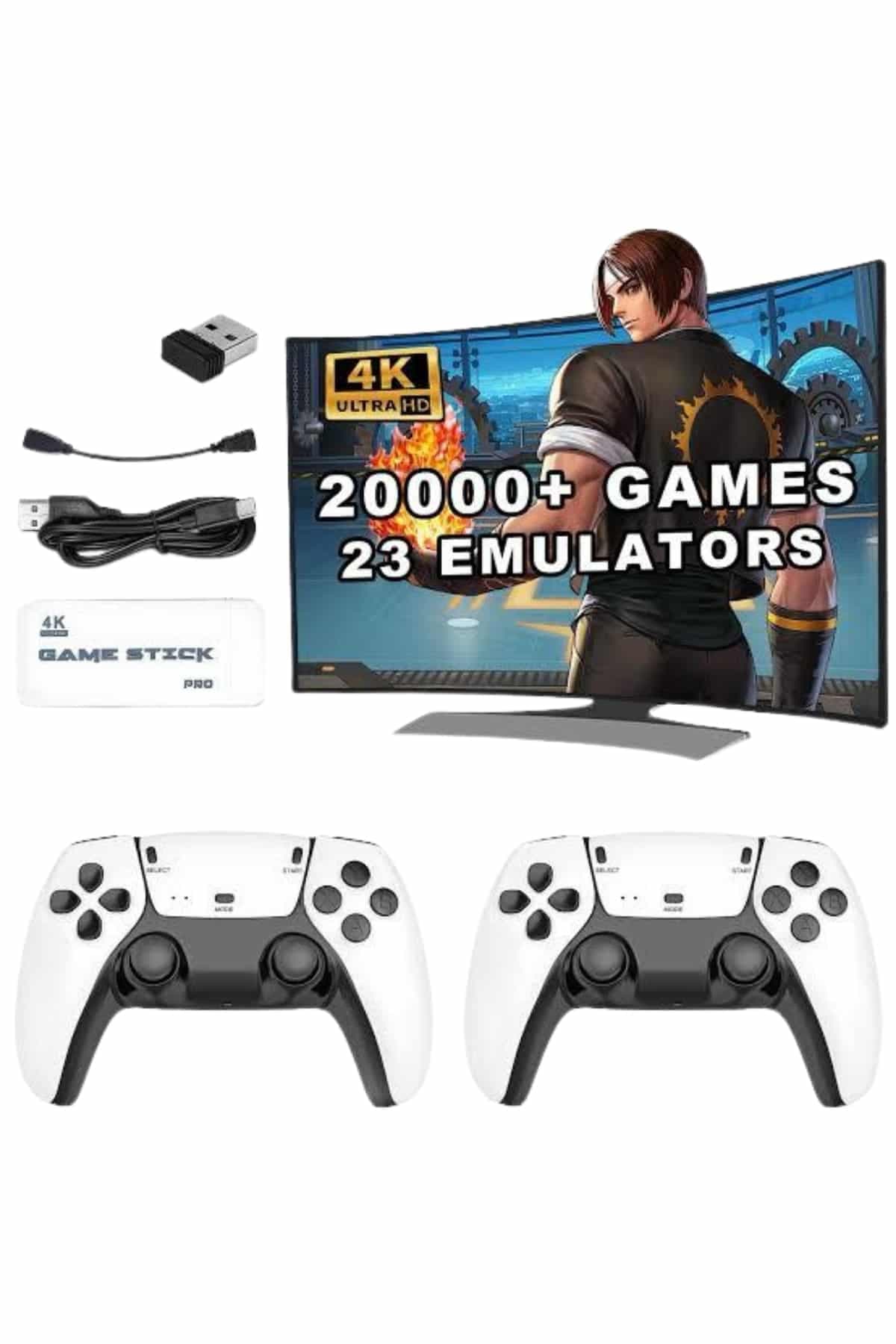 3D 4K HD 2.4G Game Stick 4K Ultra HD Oyun Konsolu Çift Kollu Retro 6