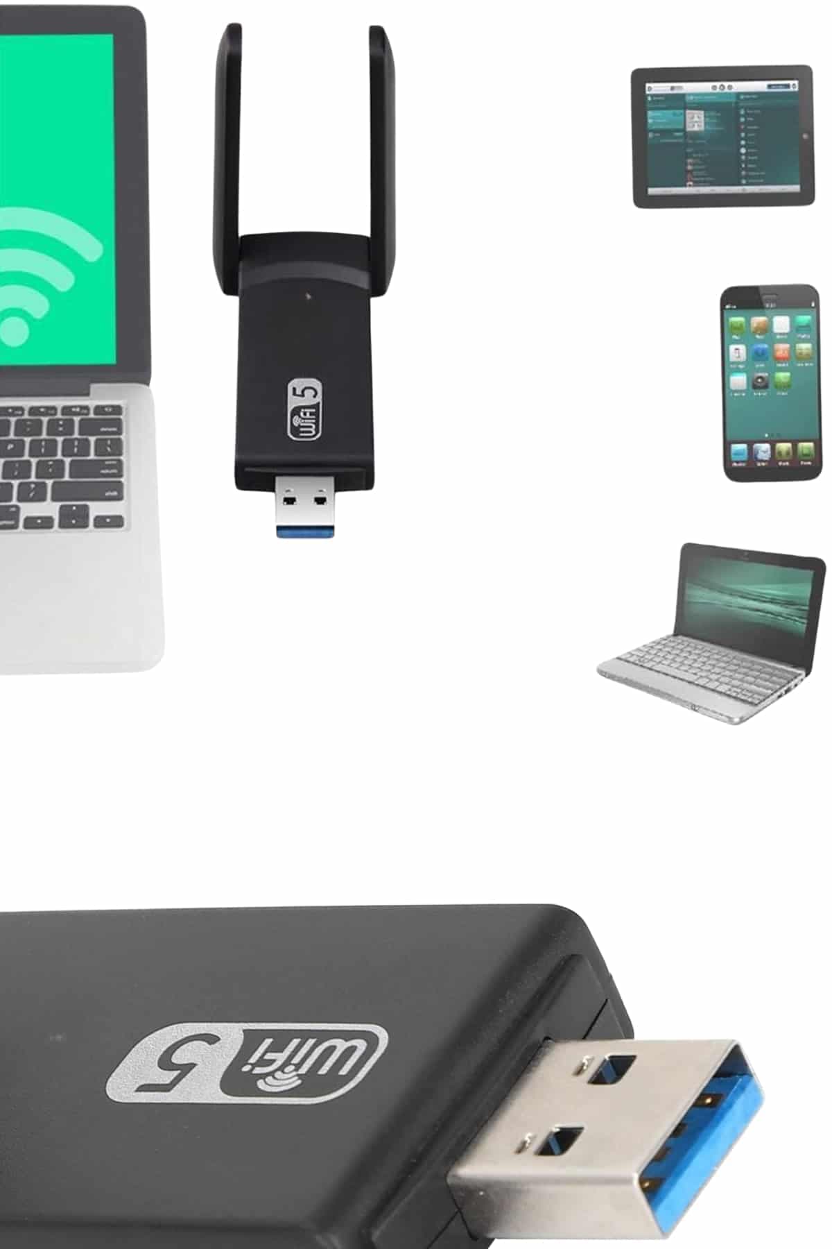 Mbps Wifi Alıcı Kablosuz Wifi Adaptörü Çift Band Çift Antenli 3