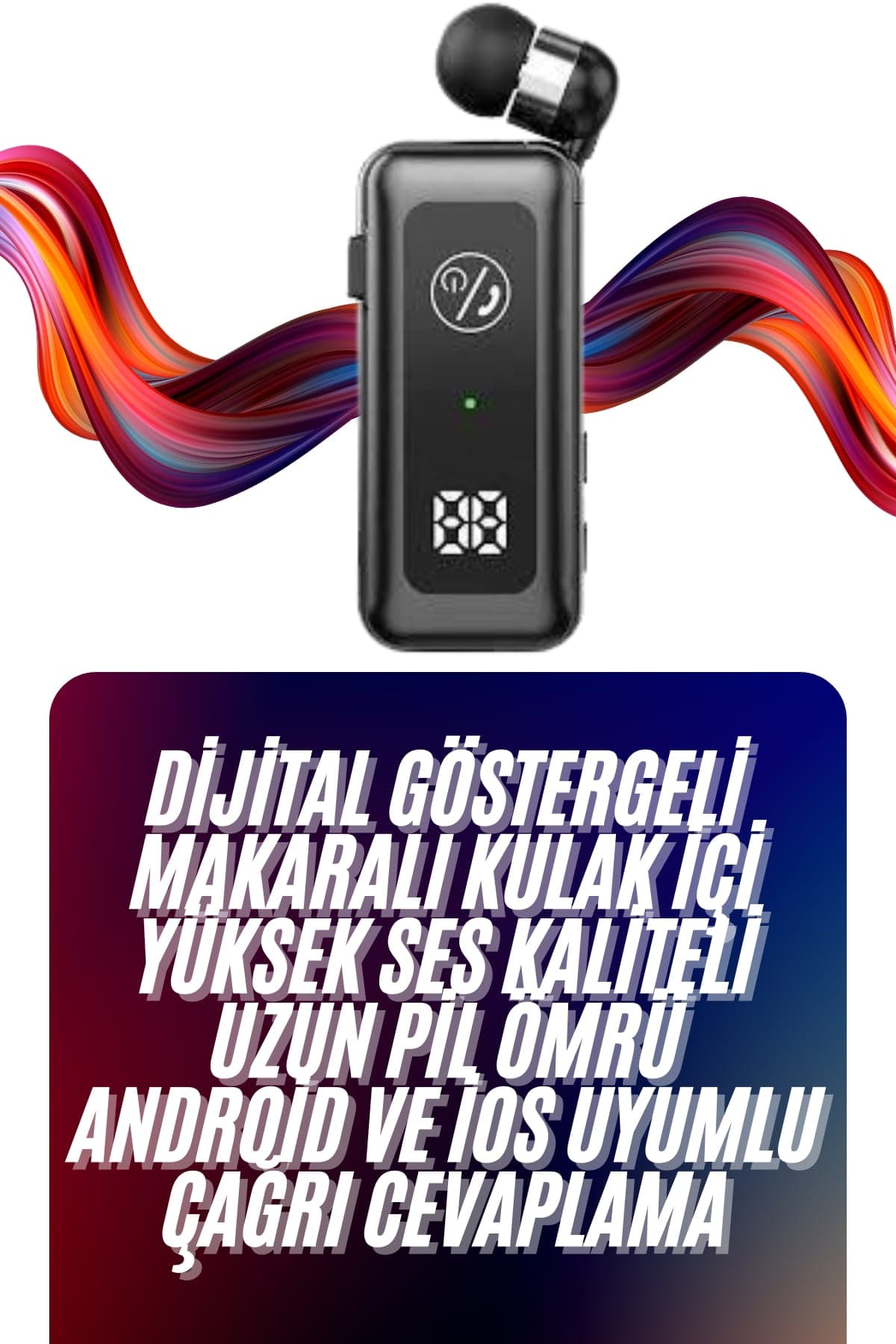 Makaralı Bluetooth Kulaklık Telefon Uyumlu Makaralı TF Kart Girişli Güç Göstergeli 3