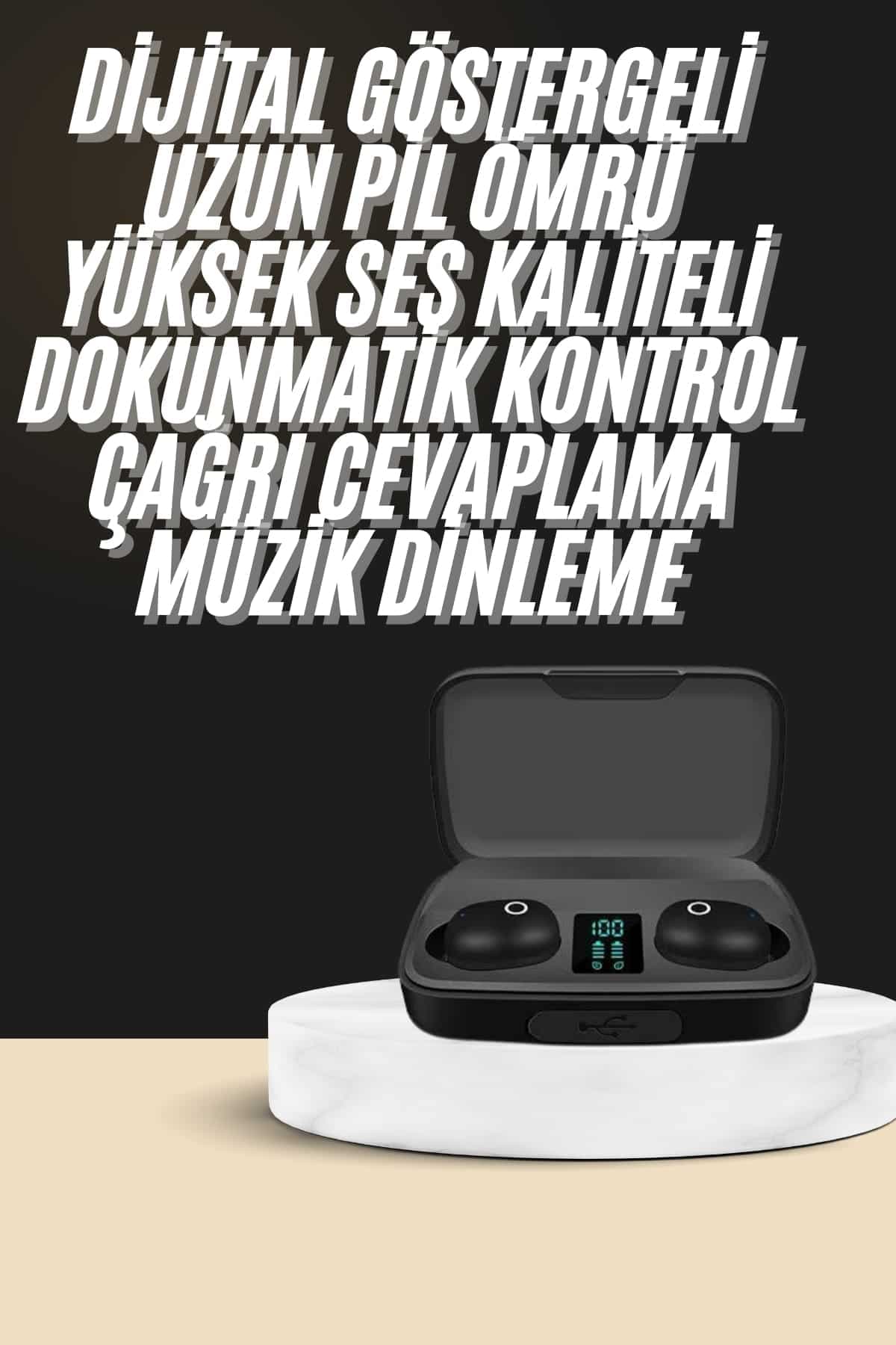 Kablosuz Dijital Göstergeli Çağrı Cevaplayabilen TWS 5.0 Bluetooth Kulaklık 3