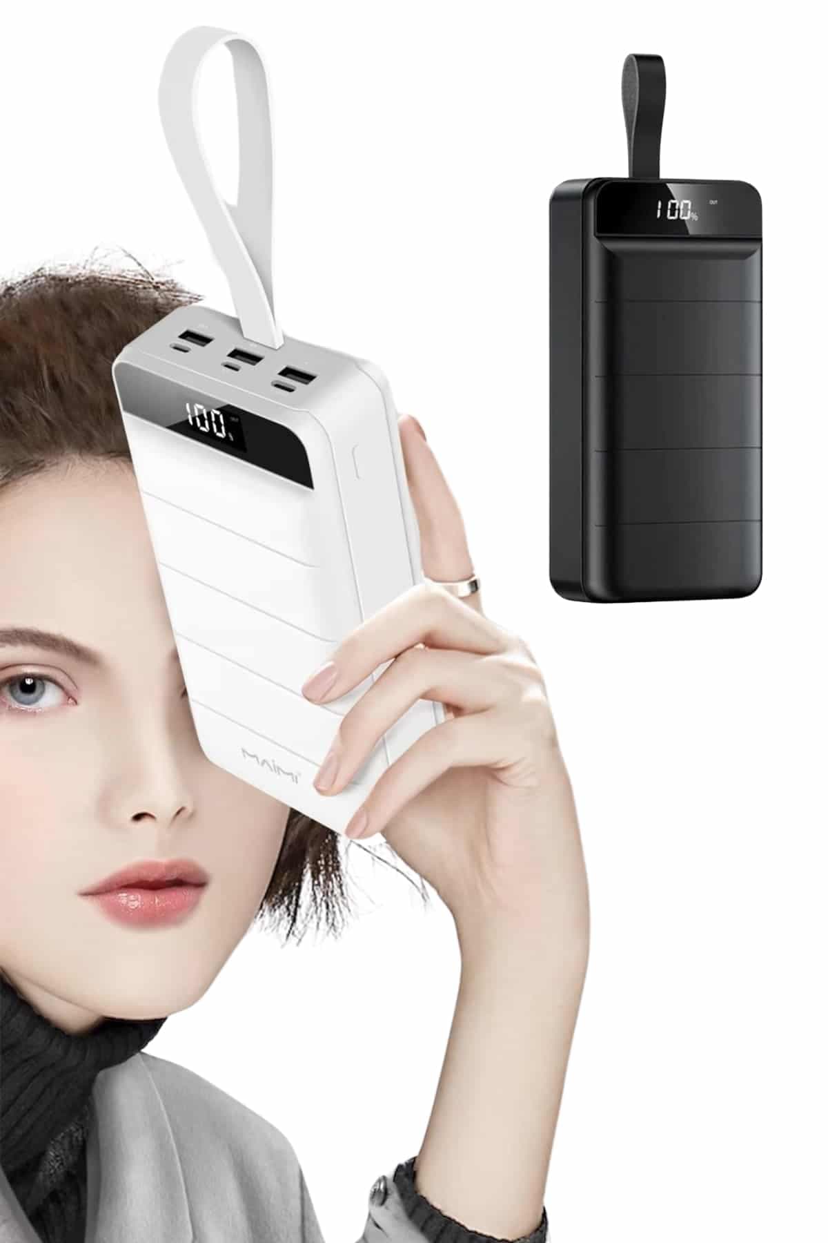 50.000 Mah Powerbank Turbo Hızlı Led Göstergeli Android İOS Uyumlu Taşınabilir Askılı 3