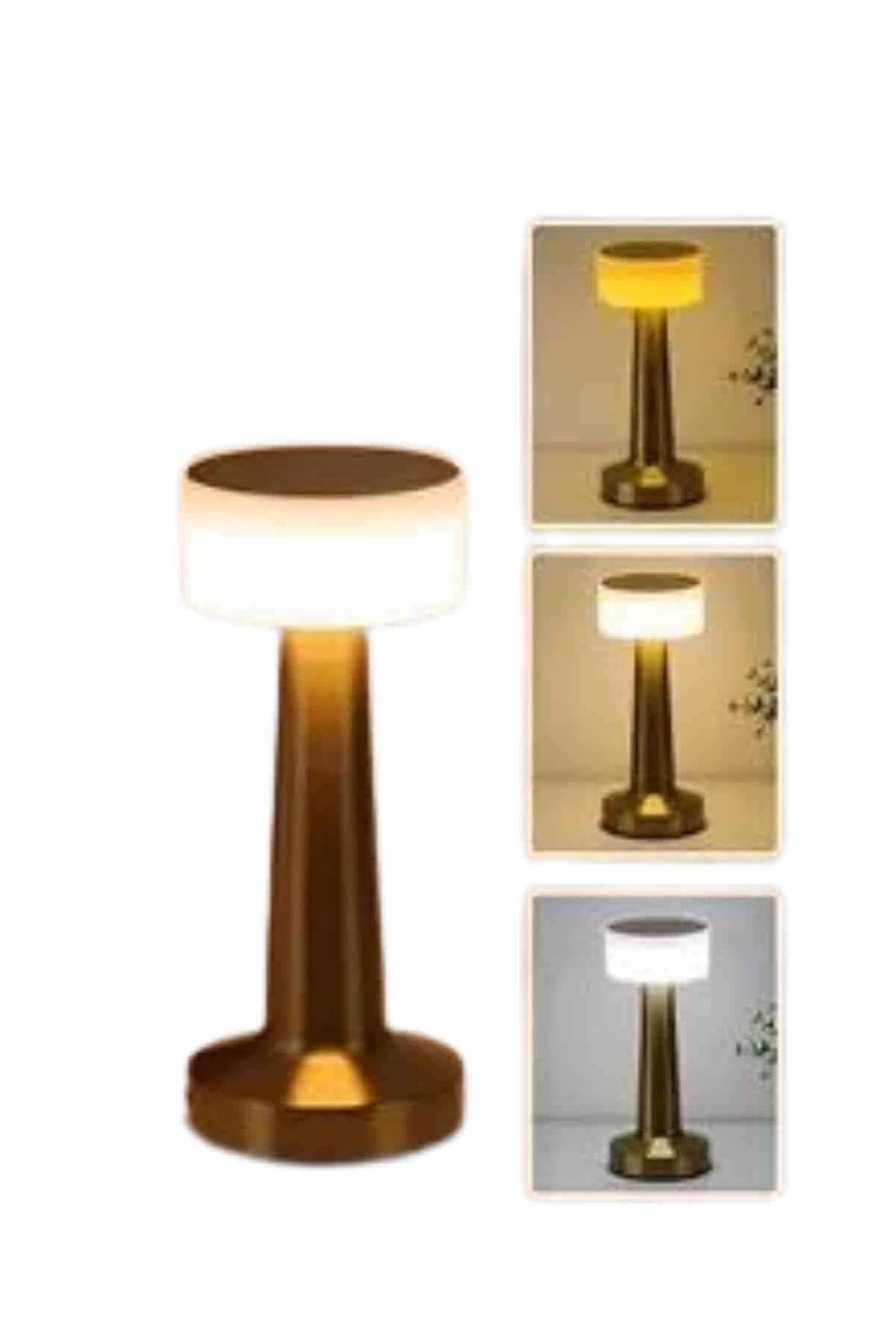 Kablosuz Renkli Masa ve Gece Lambası Altın Rengi Dokunmatik Led Lamba 3