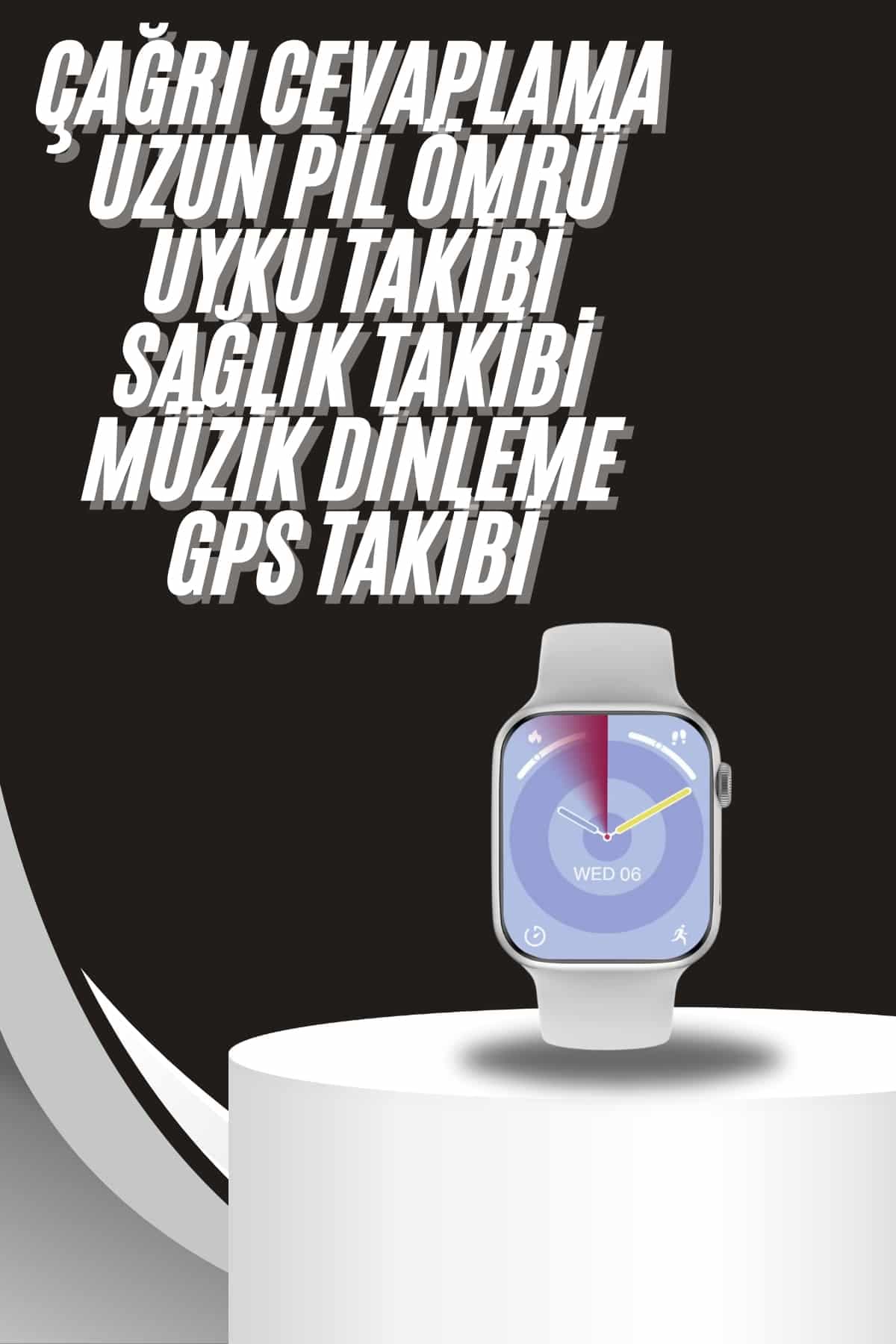 Akıllı Saat Gümüş Kasa Bluetooth Kulaklık Hediyeli Çok Fonksiyonlu İkili Set 3