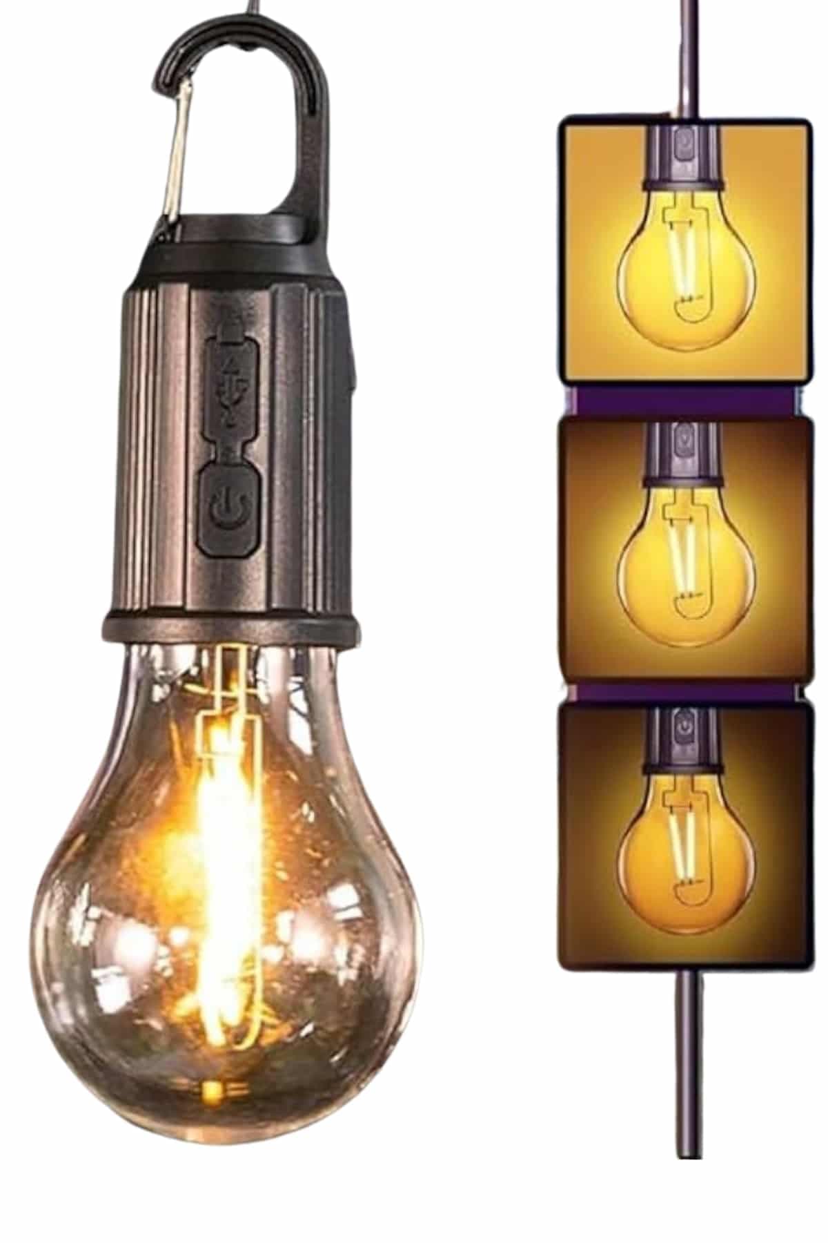 Şarjlı Dekoratif Kamp Lambası Askılı Ampul Led Işık Type-C Girişli 3