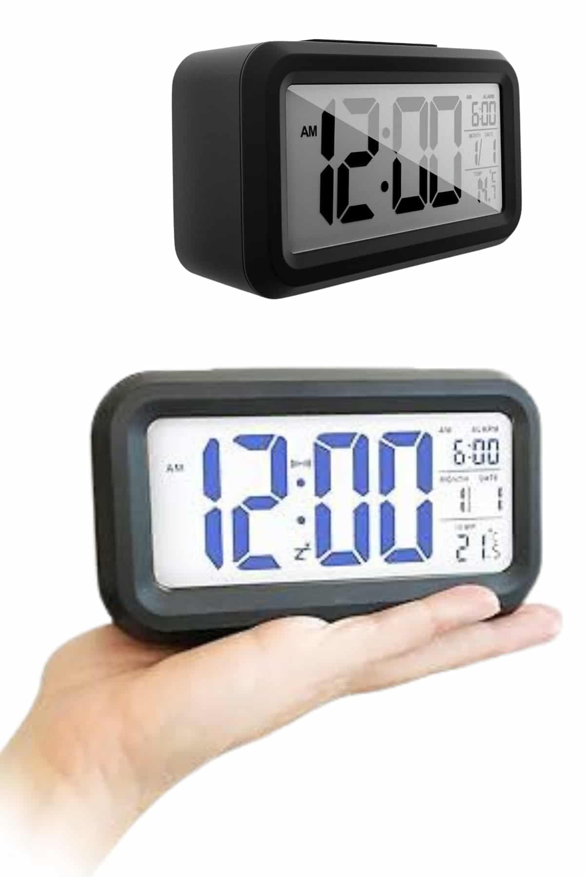 Dijital Masa Saati Termometreli Takvim Çalar Saat Led Ekran Pilli 3