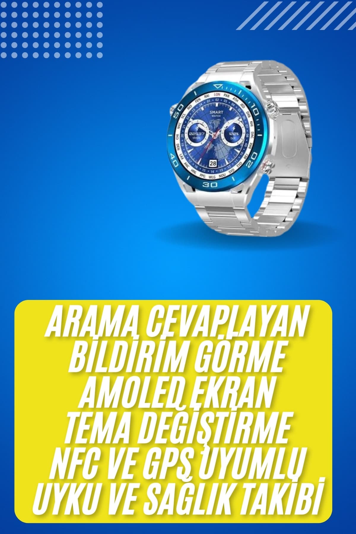 2025 Model Yuvarlak Ekran Android ve İOS Uyumlu GPS Takibi Yapabilen Akıllı Saat 3