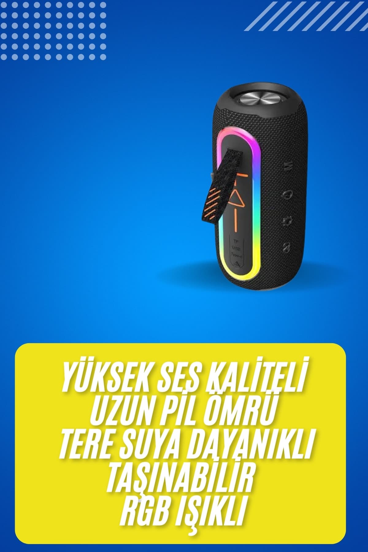 Bluetooth Hoparlör USB Şarjlı Uzun Pil Ömrü Android ve İOS Uyumlu Renkli 3
