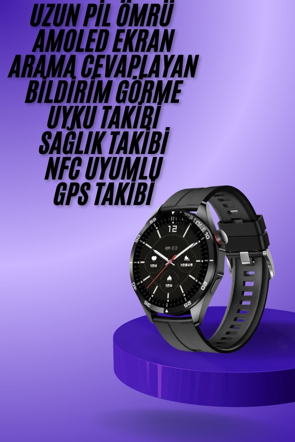 Amoled Ekran 3 Kordonlu Akıllı Saat 5.0 Bluetooth Bağlantılı Android ve İOS Uyumlu 3