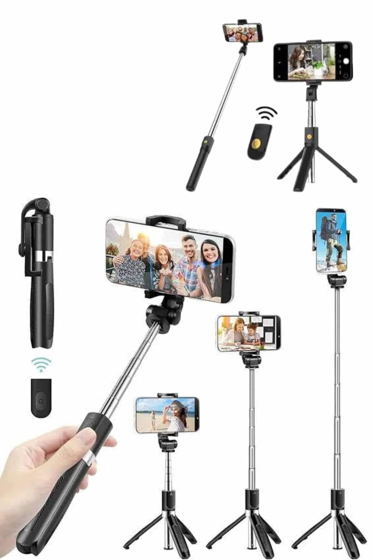 Cep Telefonu Tripod Standı Manyetik Selfie Sopa Bluetooth Uzaktan Kumandalı 3