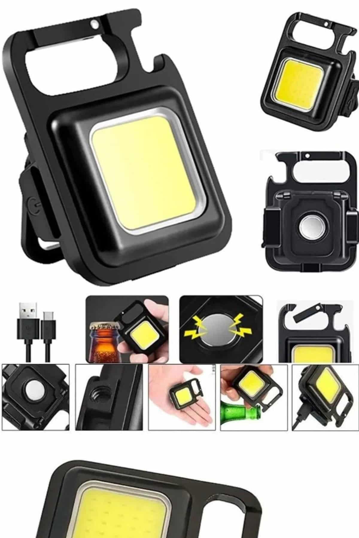 Işıldak USB Şarjlı Cep El Feneri Taşınabilir Mini Led Işık Çok Fonksiyonlu 3