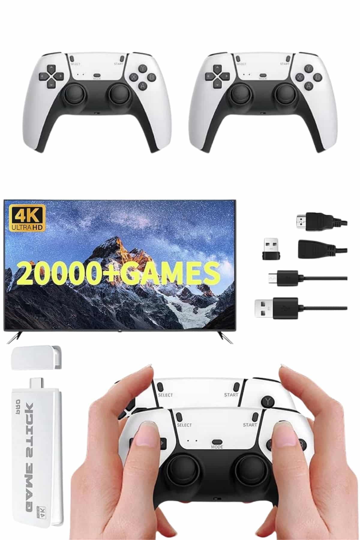yeni nesil 3D 4K 2000 Oyunlu Game Stick Oyun Konsolu Çift Konsol 3