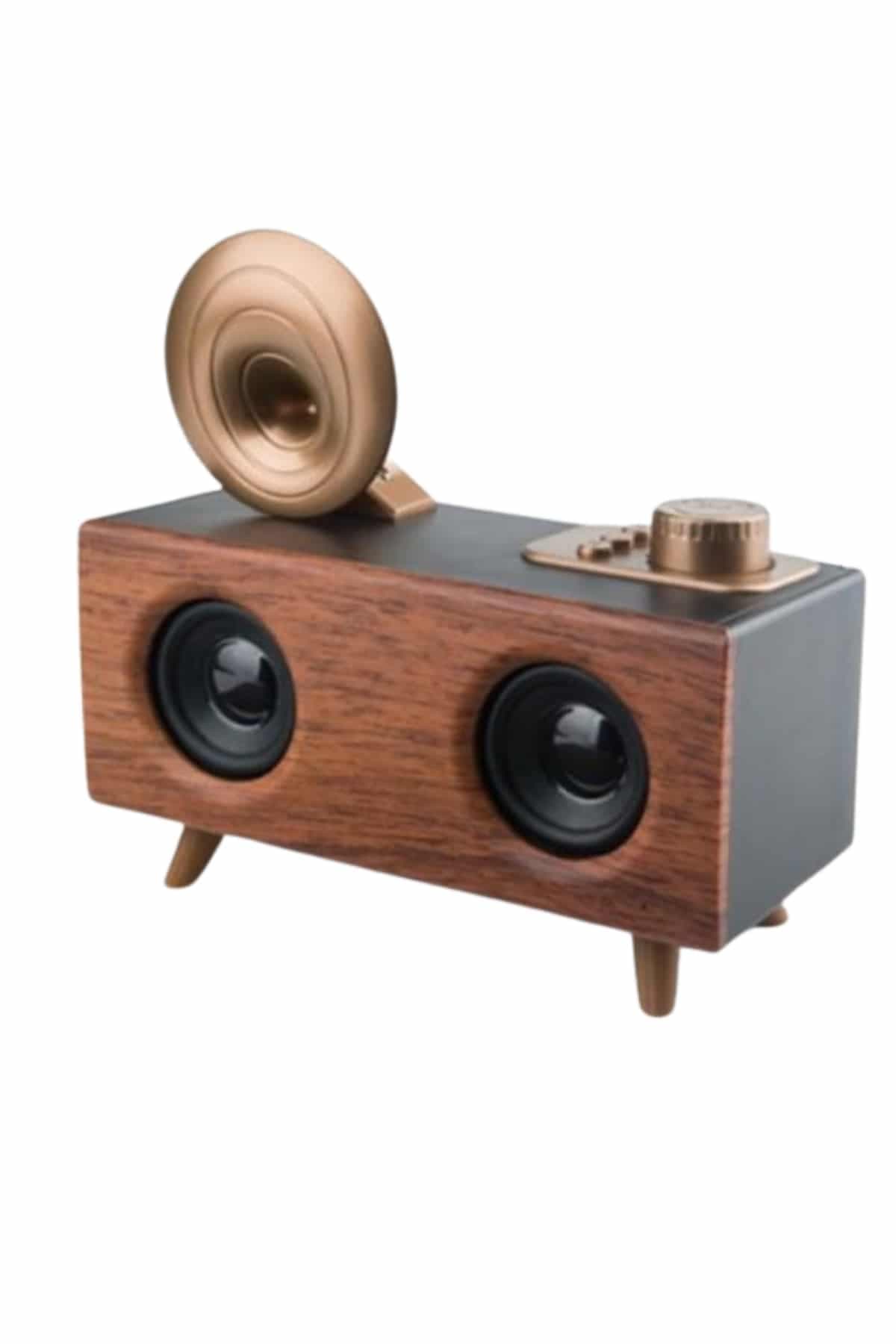 Bluetooth Nostalji Speaker Radyo Gramofon Ahşap Renk Vintage 4