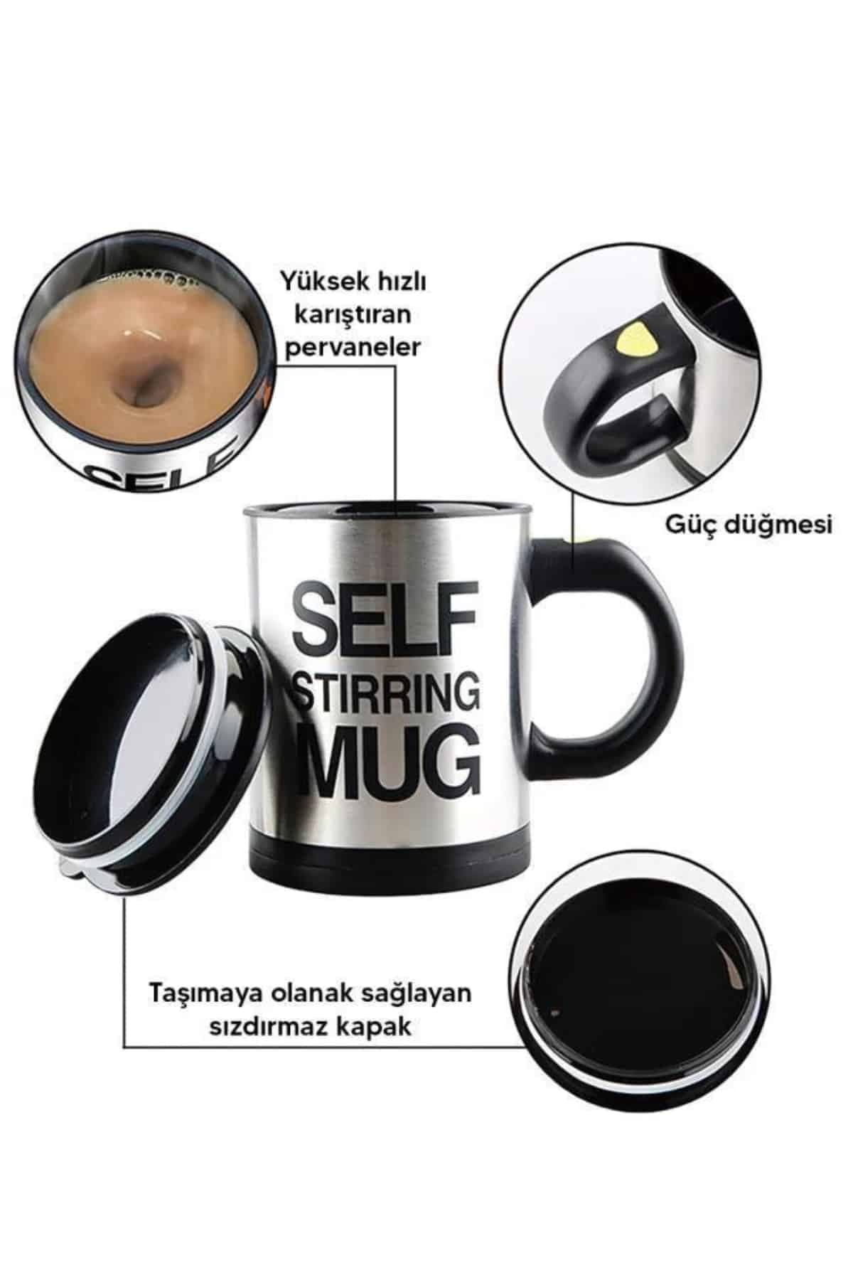 Karıştırıcı Özellikli Mikser Kupa Bardak Kompakt Taşınabilir Mug 4