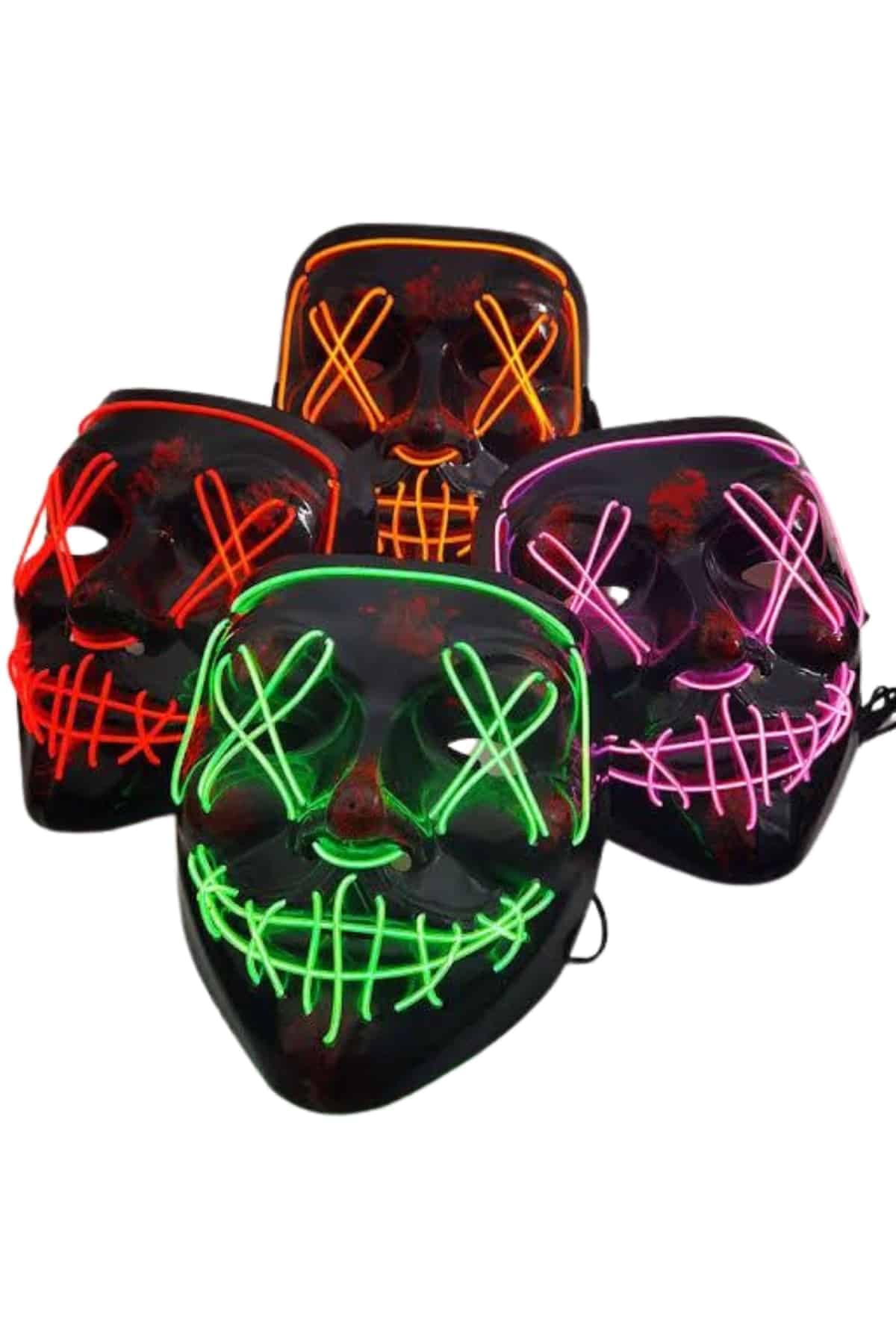 Led Işıklı Neon Maske Cadılar Bayramı Maskesi Korkunç Korku Maskesi 4