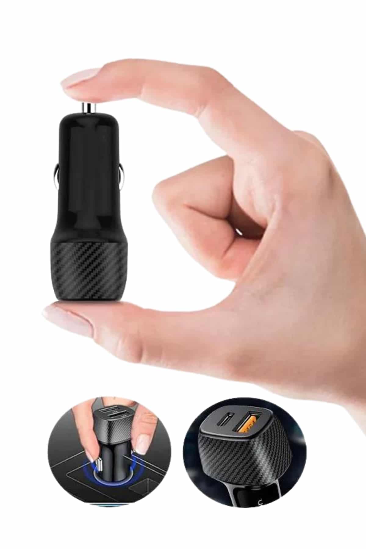 Hızlı Oto Şarj Cihazı 38W Çift Girişli HIzlı Şarj Oto Çakmaklık Type-C 4