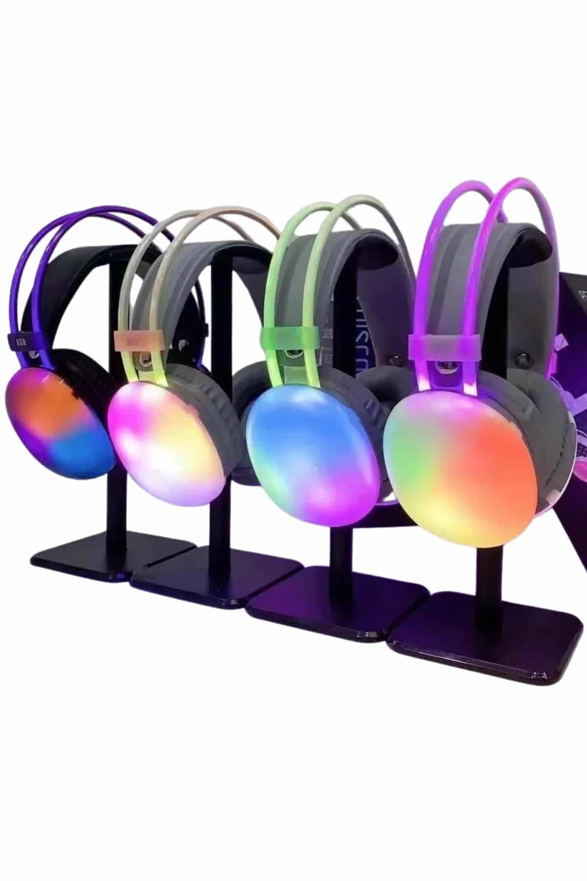 Yeni Nesil Kulak Üstü Kablosuz Uzun Ömürlü RGB Işıklı Bluetooth Kulaklık 4
