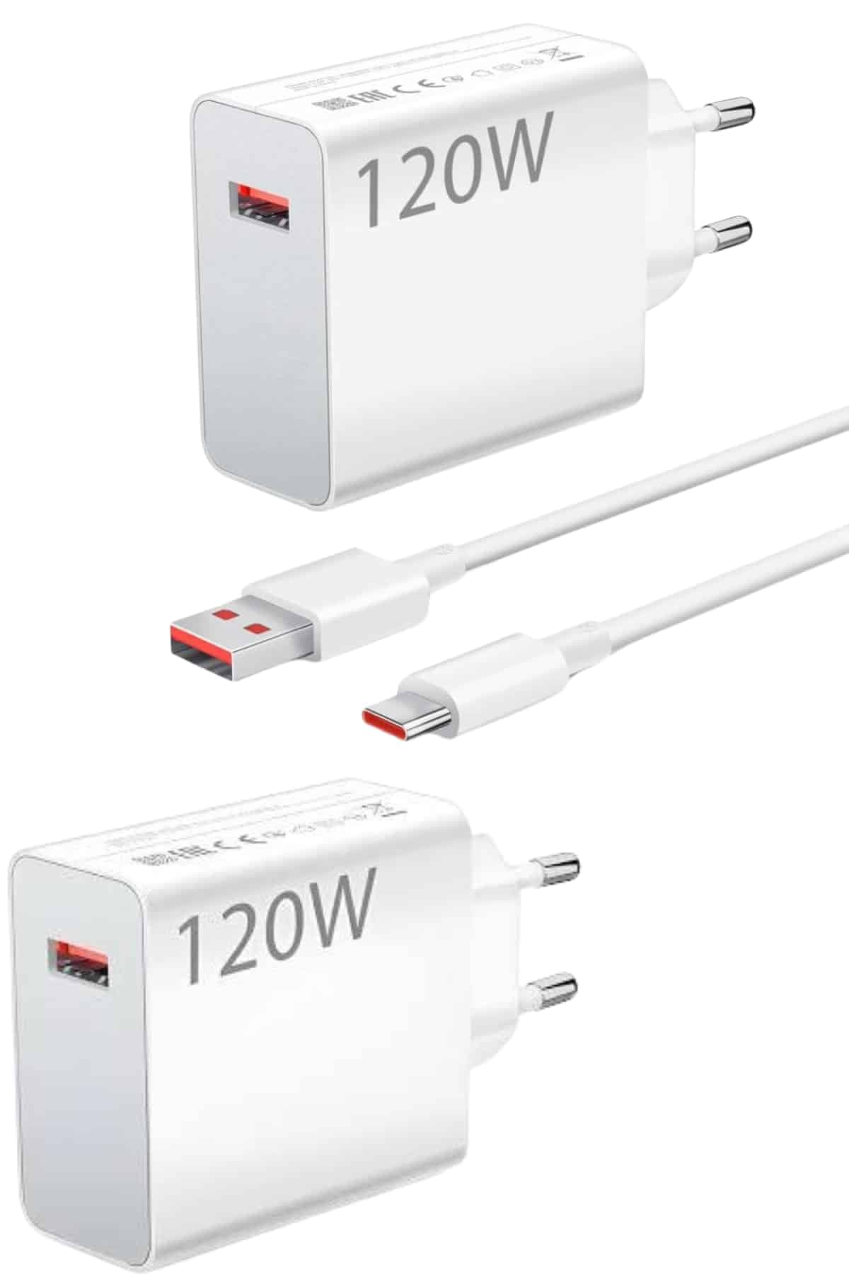 120 Watt Turbo Hızlı Şarj Aleti Seti Hızlı Şarj Adaptörü Beyaz 4