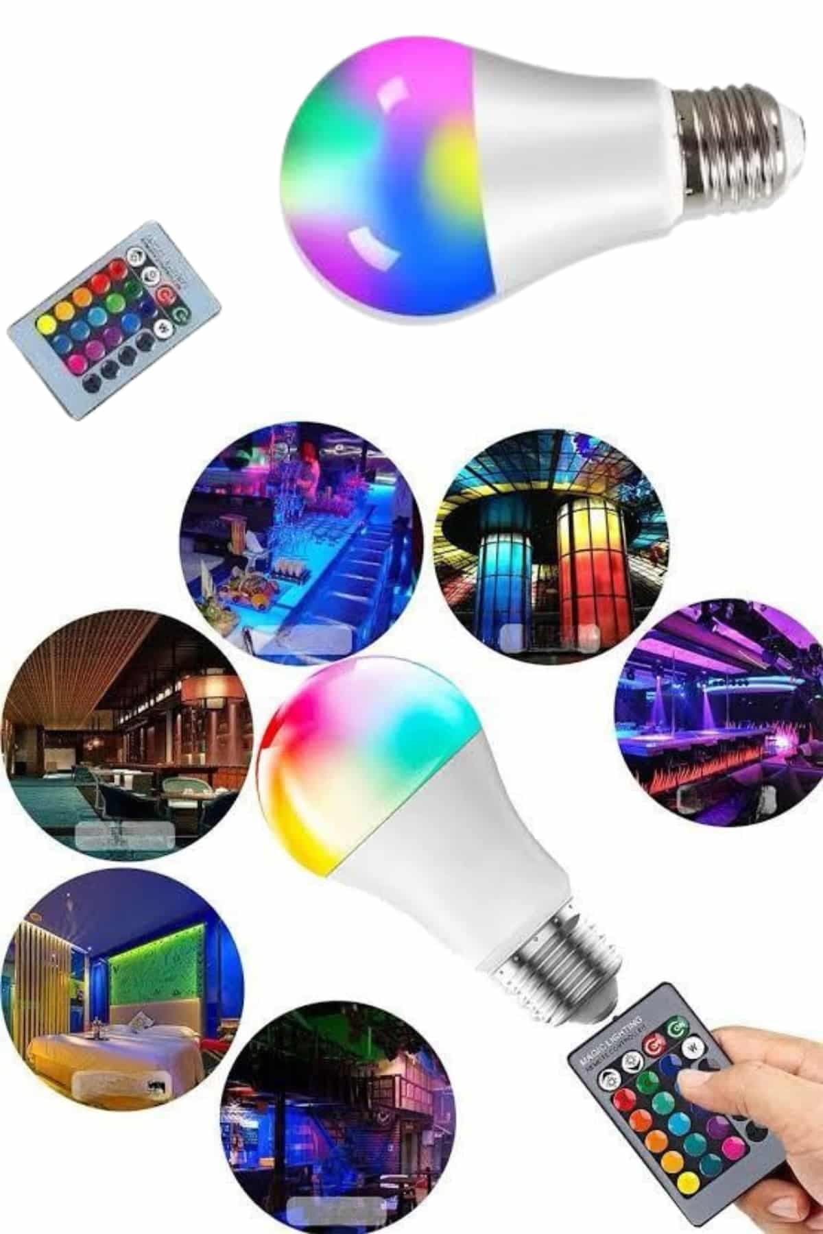Ayarlanabilir Parlaklık RGB Led Ampul Beyaz Lamba Ve Renkli Ampul 4
