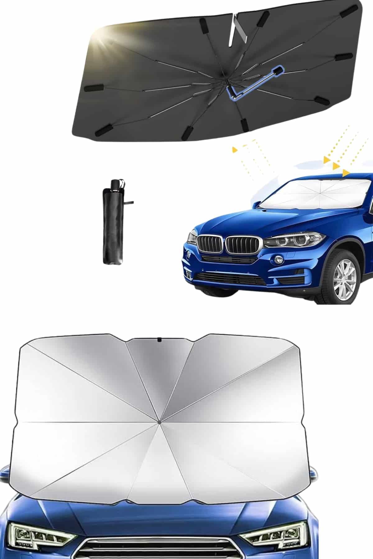 Yeni Nesil Tüm Araç Modellerine Uygun Oto Şemsiye Katlanabilir UV Işınlarına Karşı 5