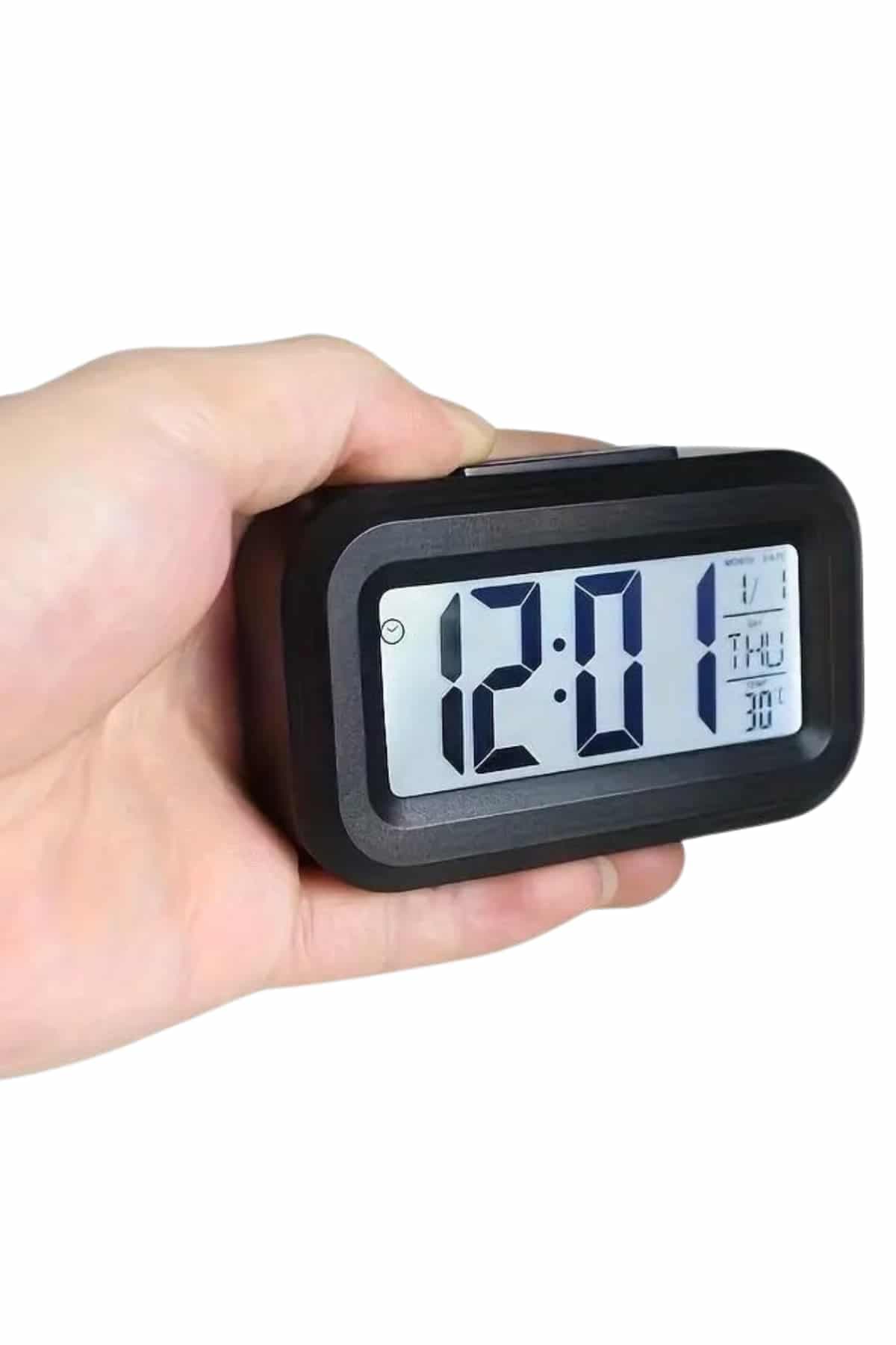 Dijital Masa Saati Termometreli Takvim Çalar Saat Led Ekran Pilli 5