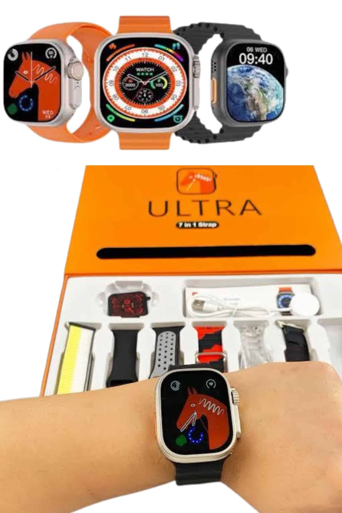 Unisex 7 Kordonlu Çok Fonksiyonlu Nabız Ölçer Akıllı Saat Uyku ve Sağlık Takibi 5