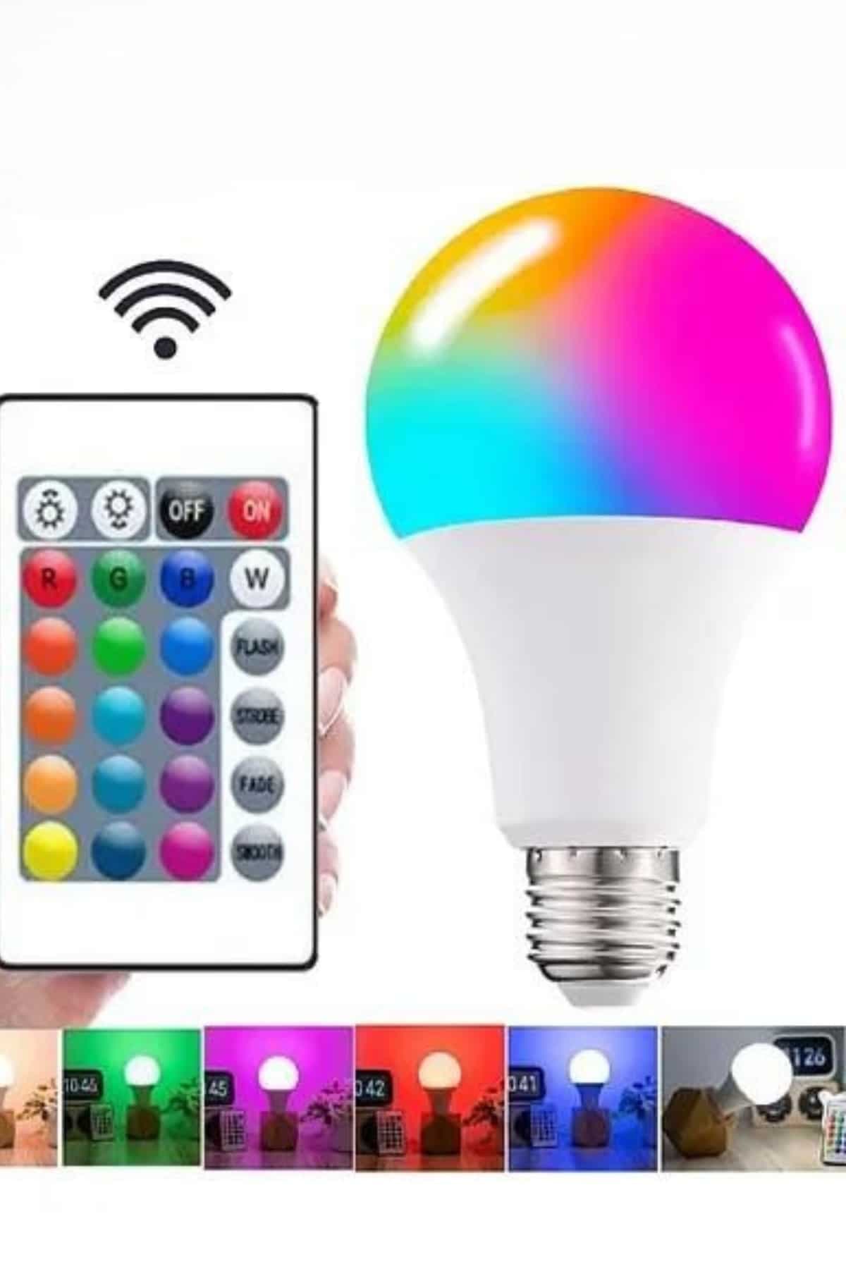 Ayarlanabilir Parlaklık RGB Led Ampul Beyaz Lamba Ve Renkli Ampul 5