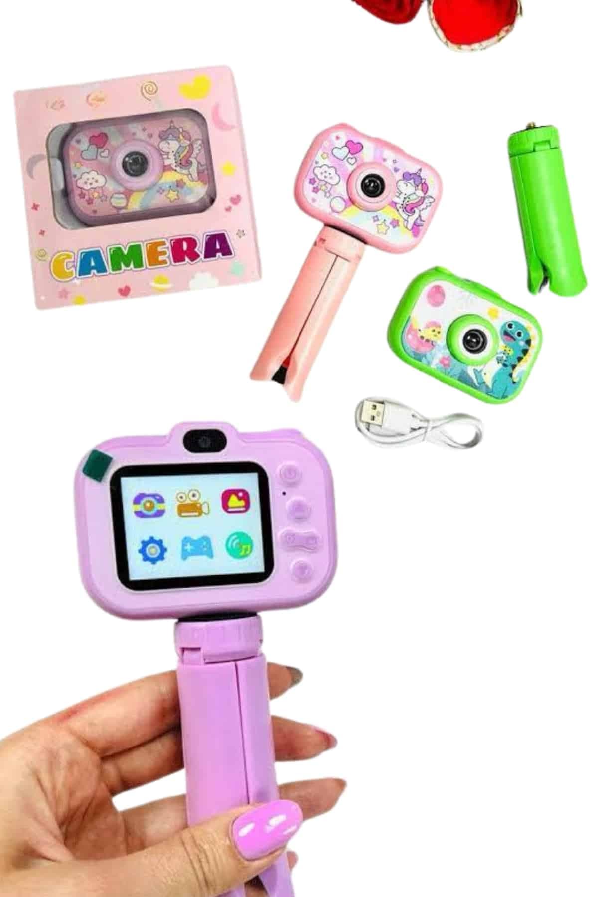 Çocuklara Özel Ayaklı Mini Fotoğraf Makinesi Dijital LCD Ekran 6