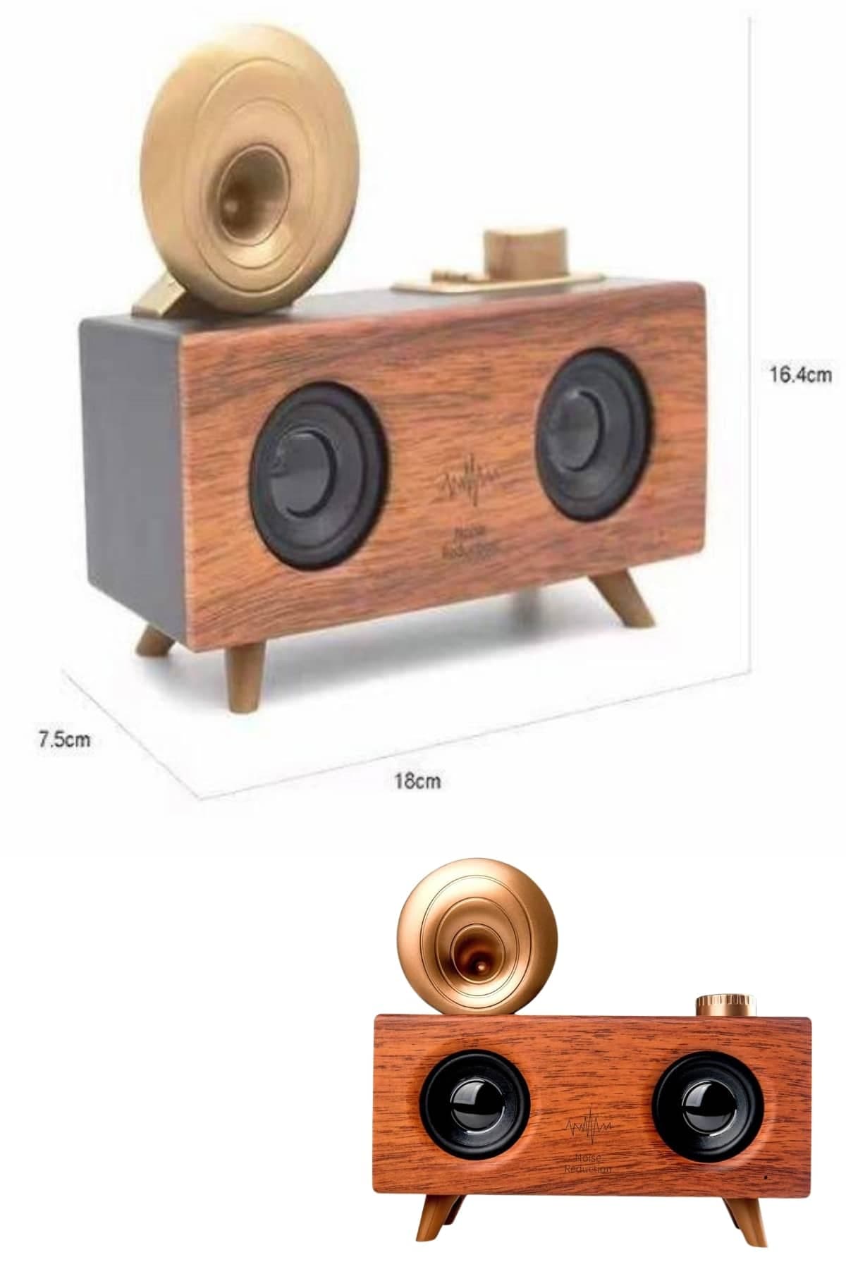 Bluetooth Nostalji Speaker Radyo Gramofon Ahşap Renk Vintage 6