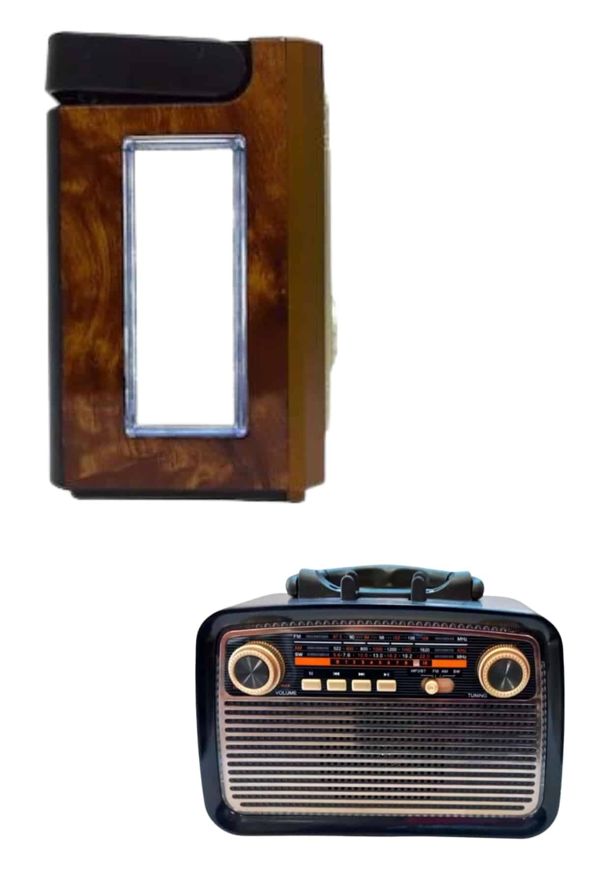 Bluetooth Hoparlör Ahşap Renk Vintage Işıklı Nostaljik Radyo Fm Ahşap Görünümlü 6