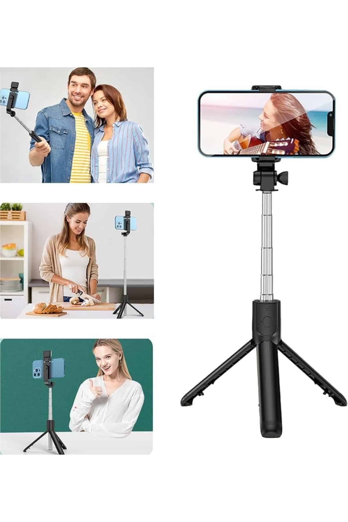 Cep Telefonu Tripod Standı Manyetik Selfie Sopa Bluetooth Uzaktan Kumandalı 6