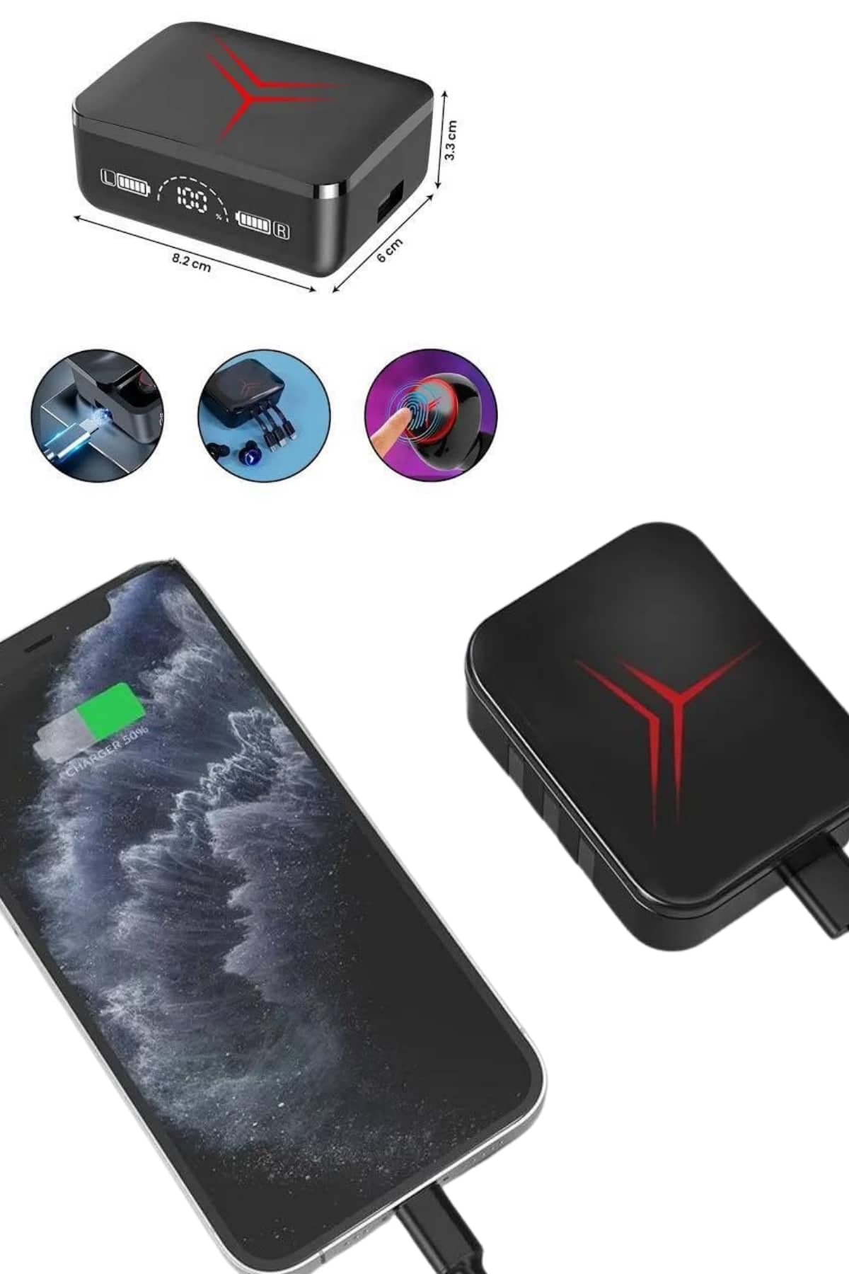 Tws Powerbank Kutulu Dijital Göstergeli Bluetooth Kulaklık Kablosuz Kulakiçi Kulaklık 4