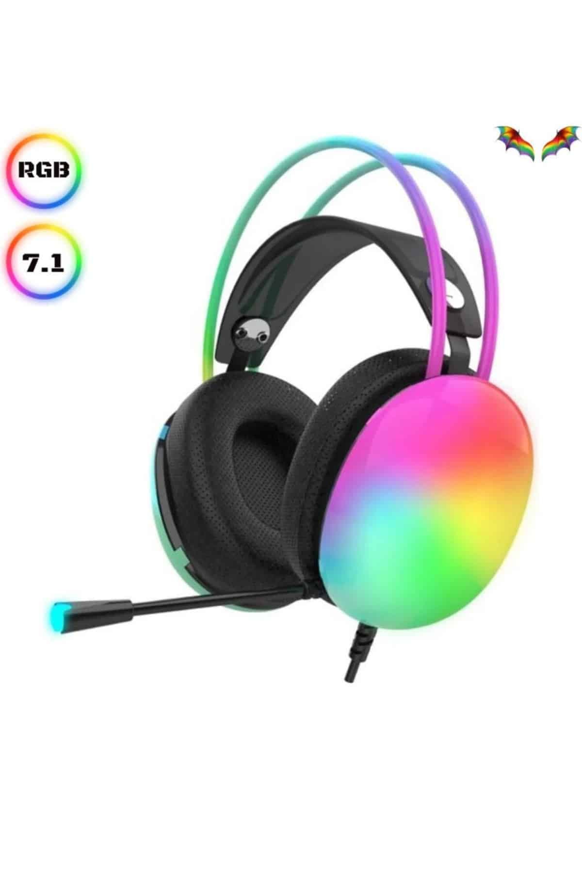Kablosuz Bluetooth Kulaklık RGB Işıklı Kulak Üstü 5.3 Bluetooth Bağlantılı 3