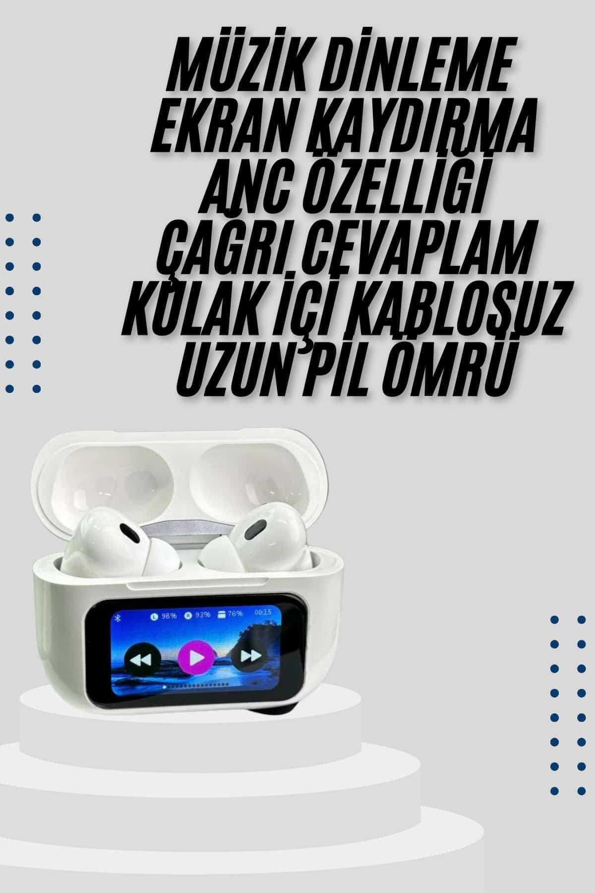Dokunmatik Ekranlı Air Pro 2 ANC Kulaklık Kablosuz Çok Fonksiyonlu 3