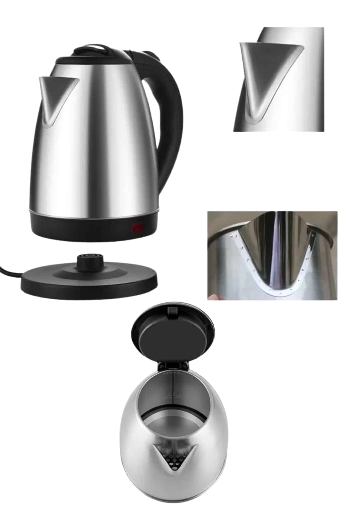 Elektrikli Paslanmaz Çelik Su Isıtcı Çelik Kettle 1.8 Lt. Uzun Ömürlü 5